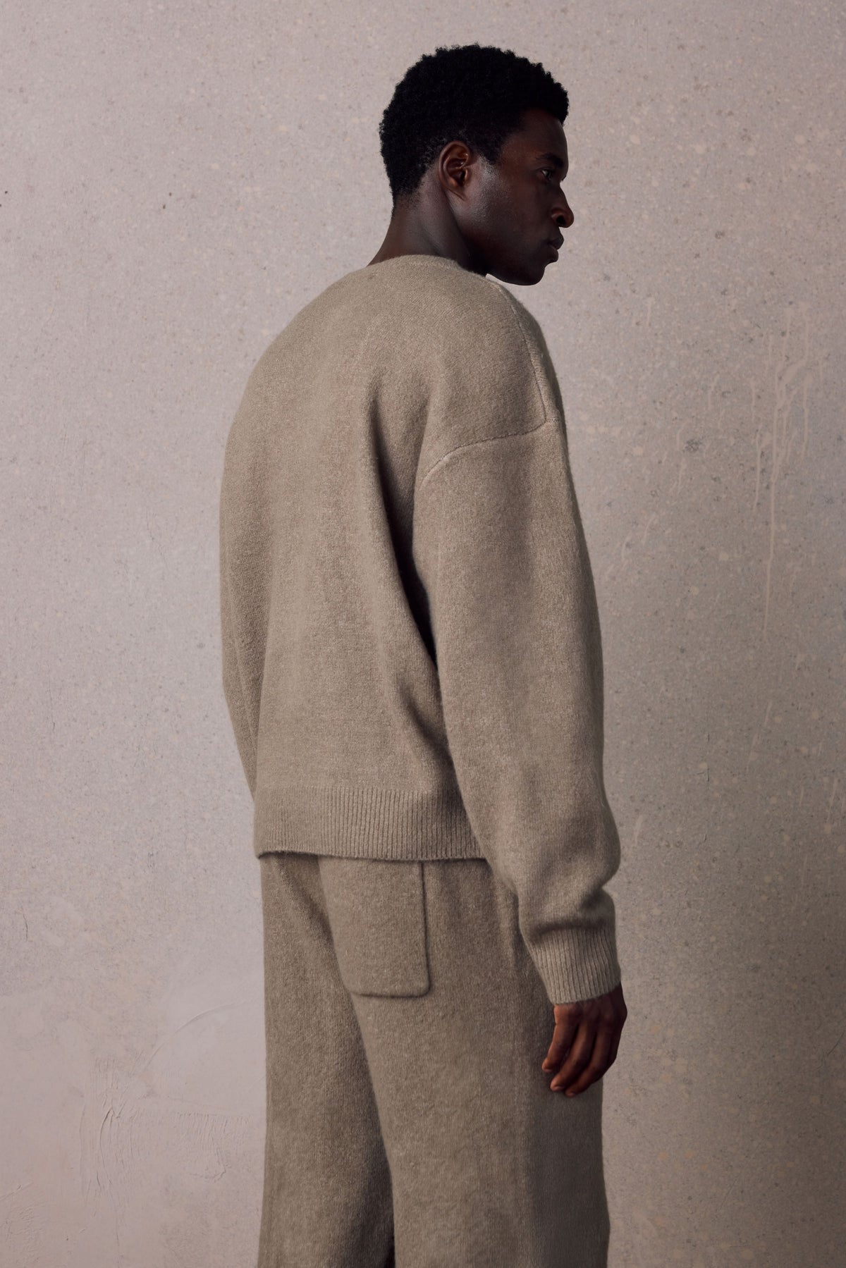 Couture Club Emblem Fluffy Knit Crew - Mushroom