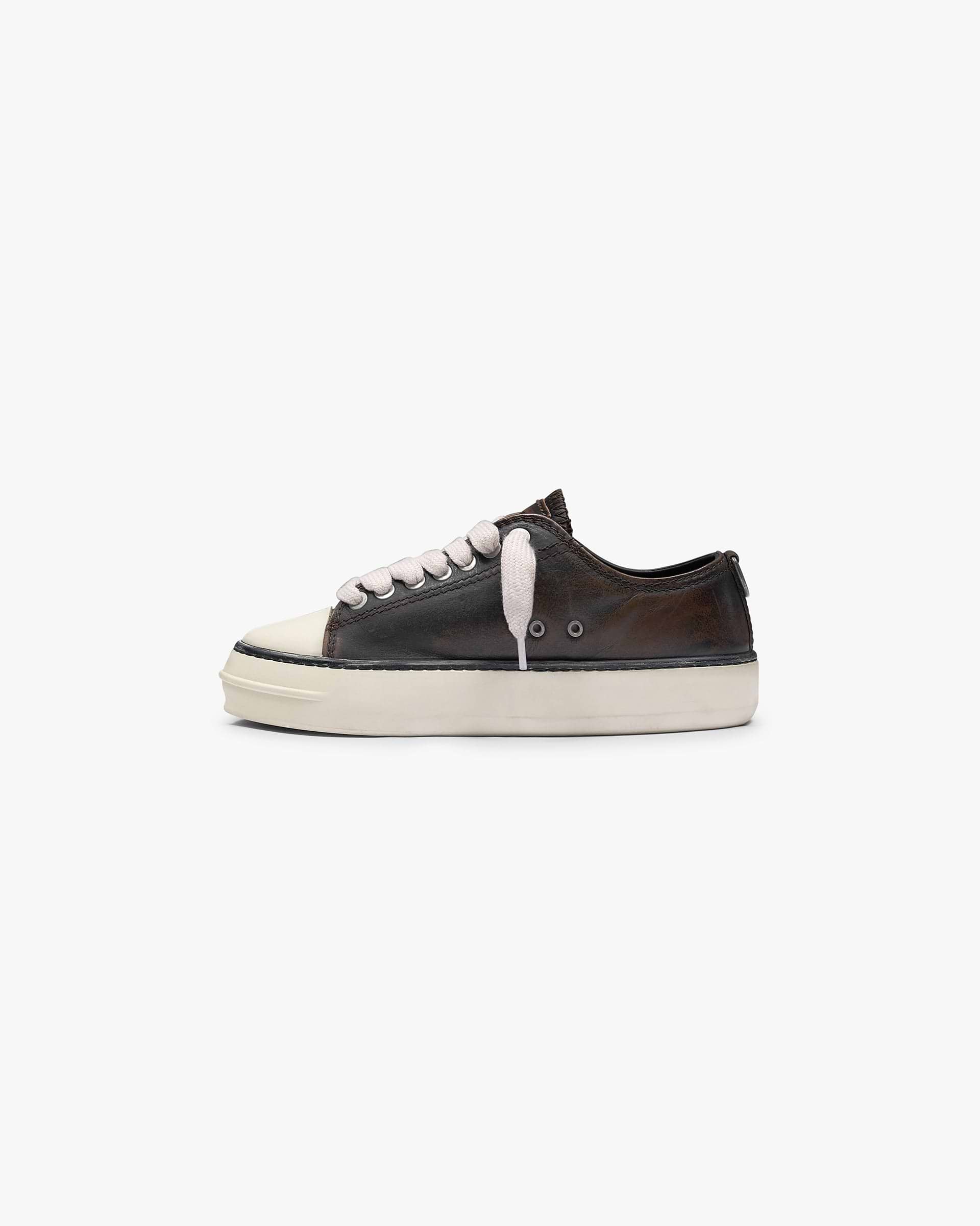 Represent Rep Cap Distressed Leather Sneaker - Dark Brown