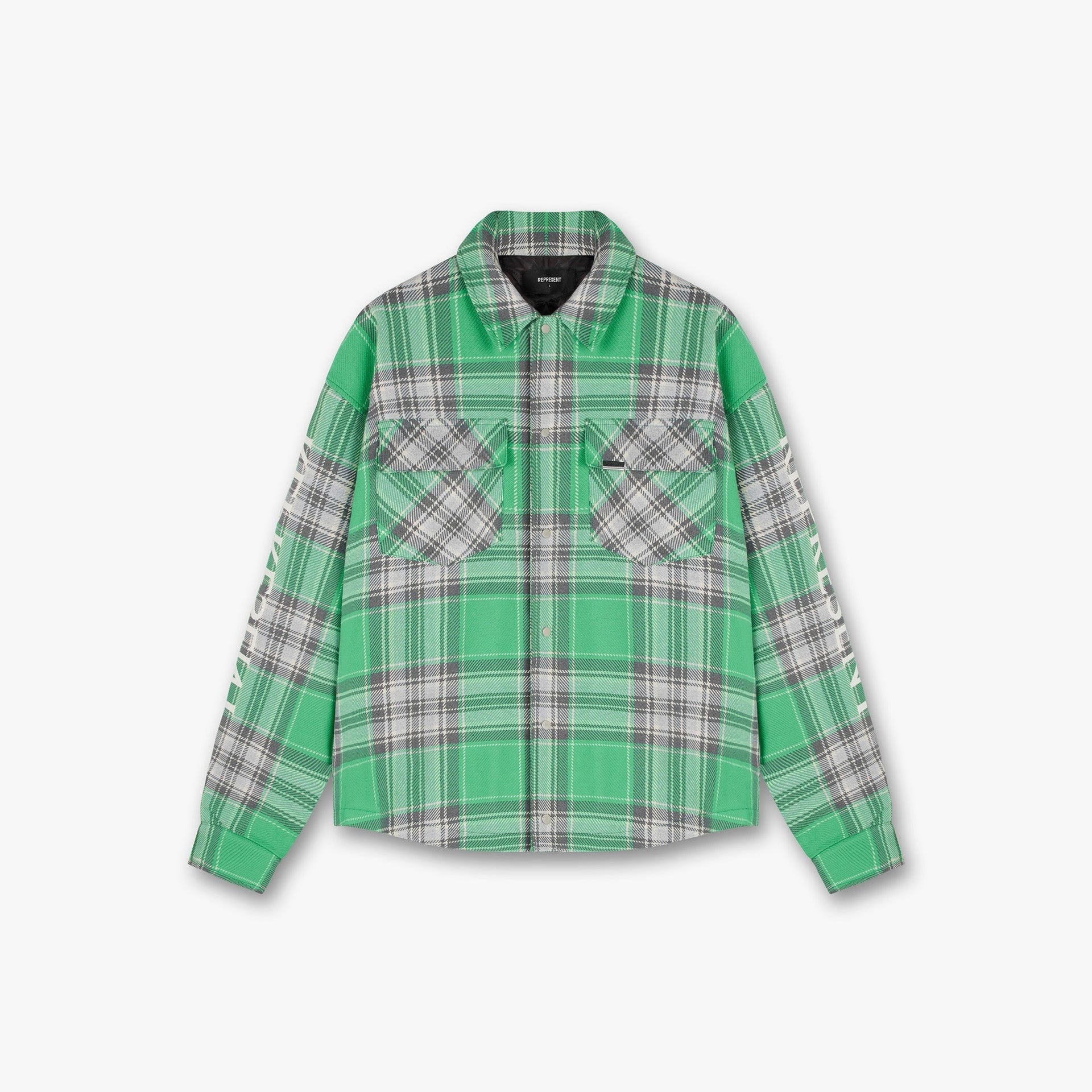 Represent Quilted Flannel Shirt Island Green Check