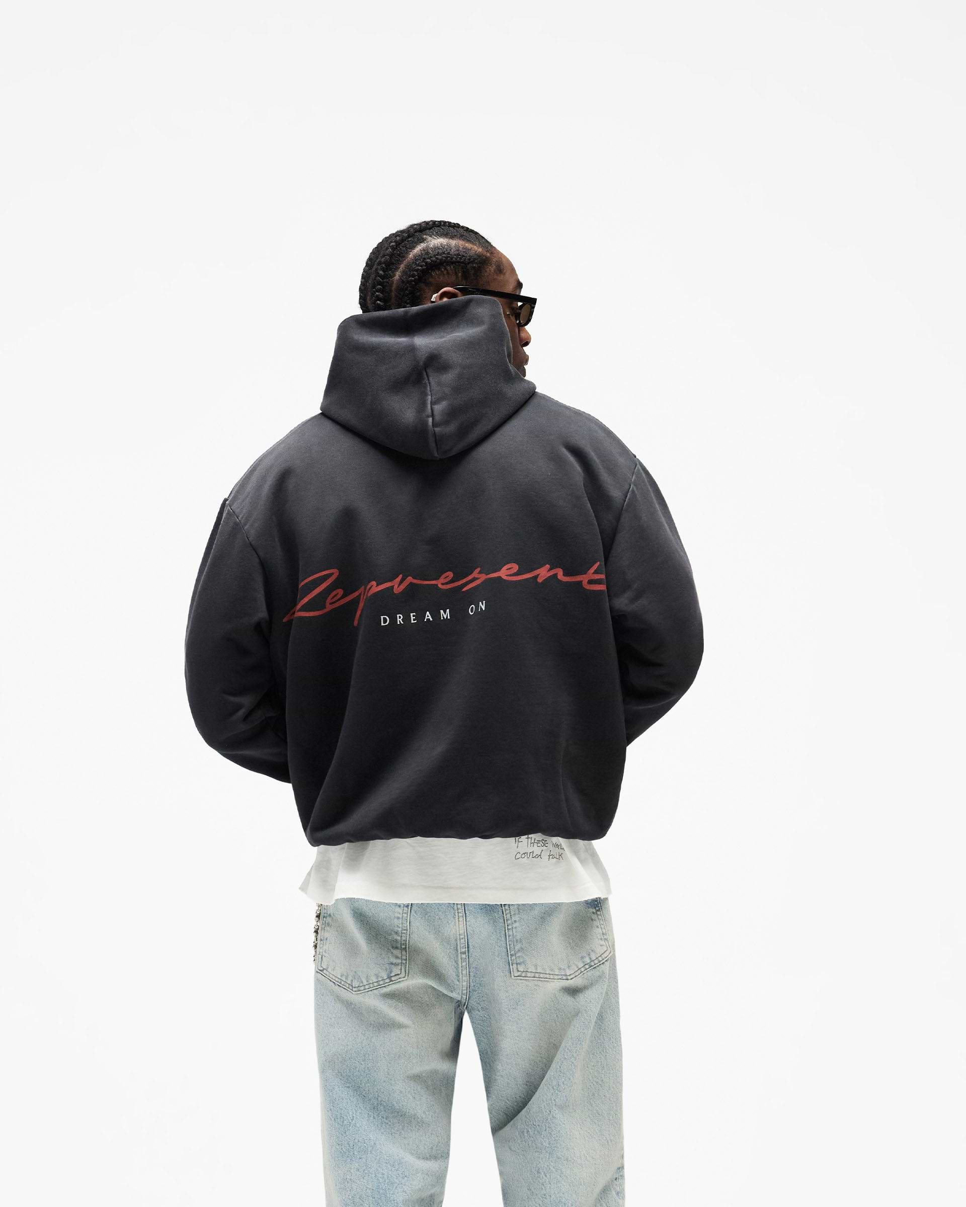 Represent Chrome Flight Hoodie Stained Black