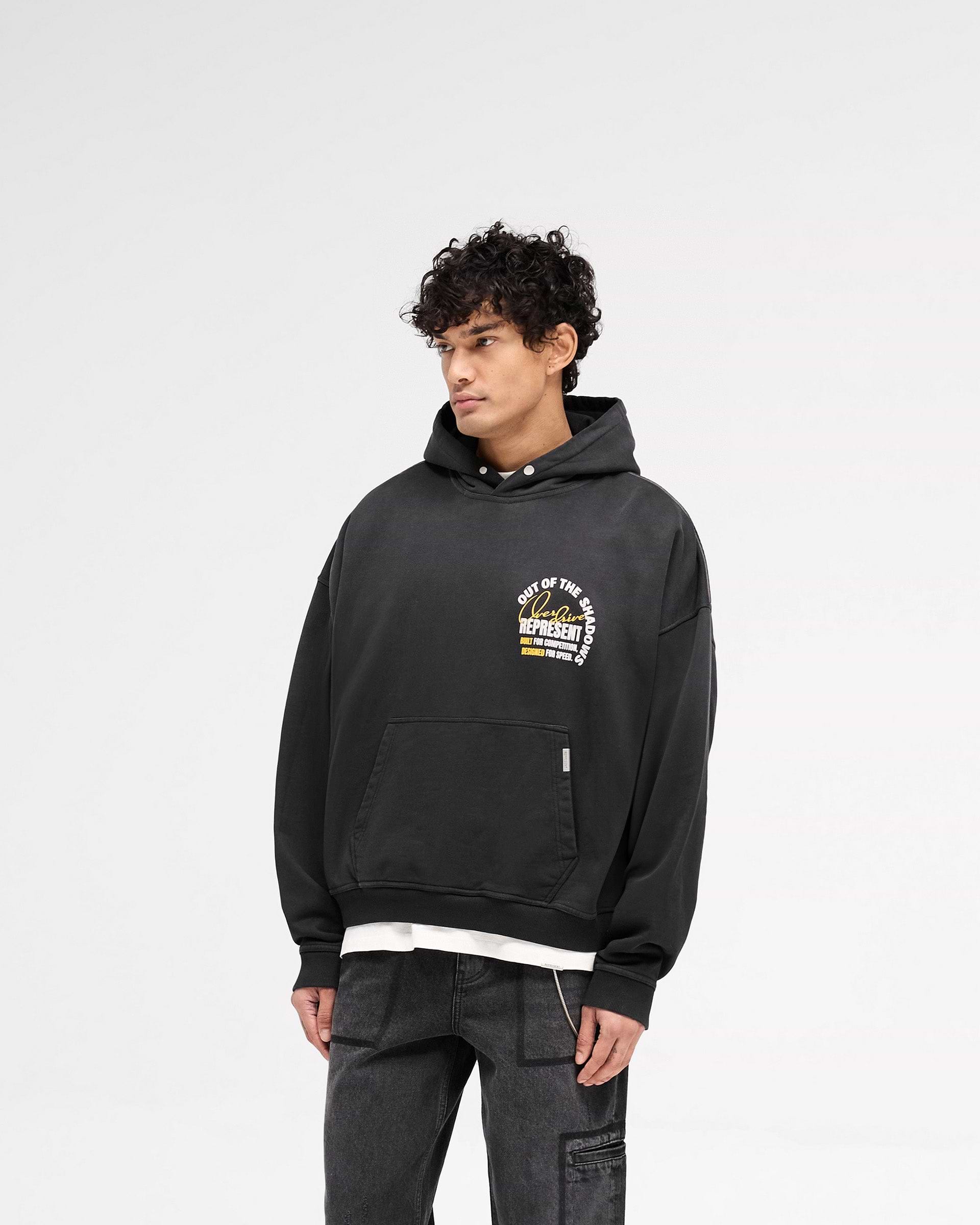 Represent Out Of The Shadows Hoodie Stained Black