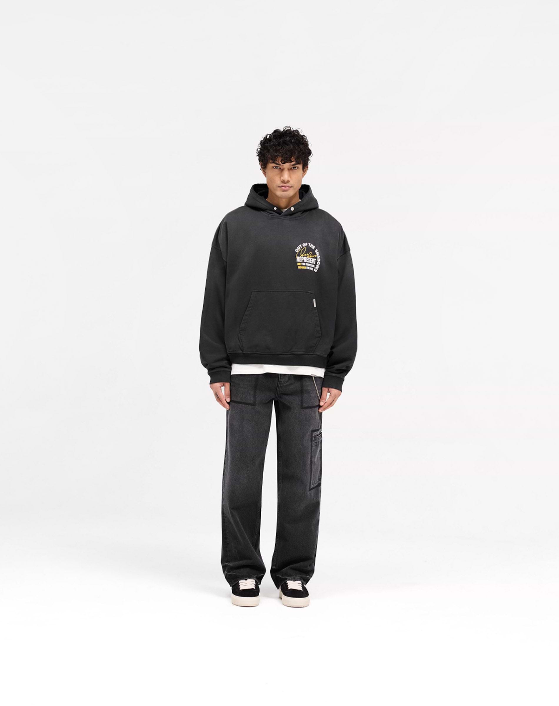 Represent Out Of The Shadows Hoodie Stained Black