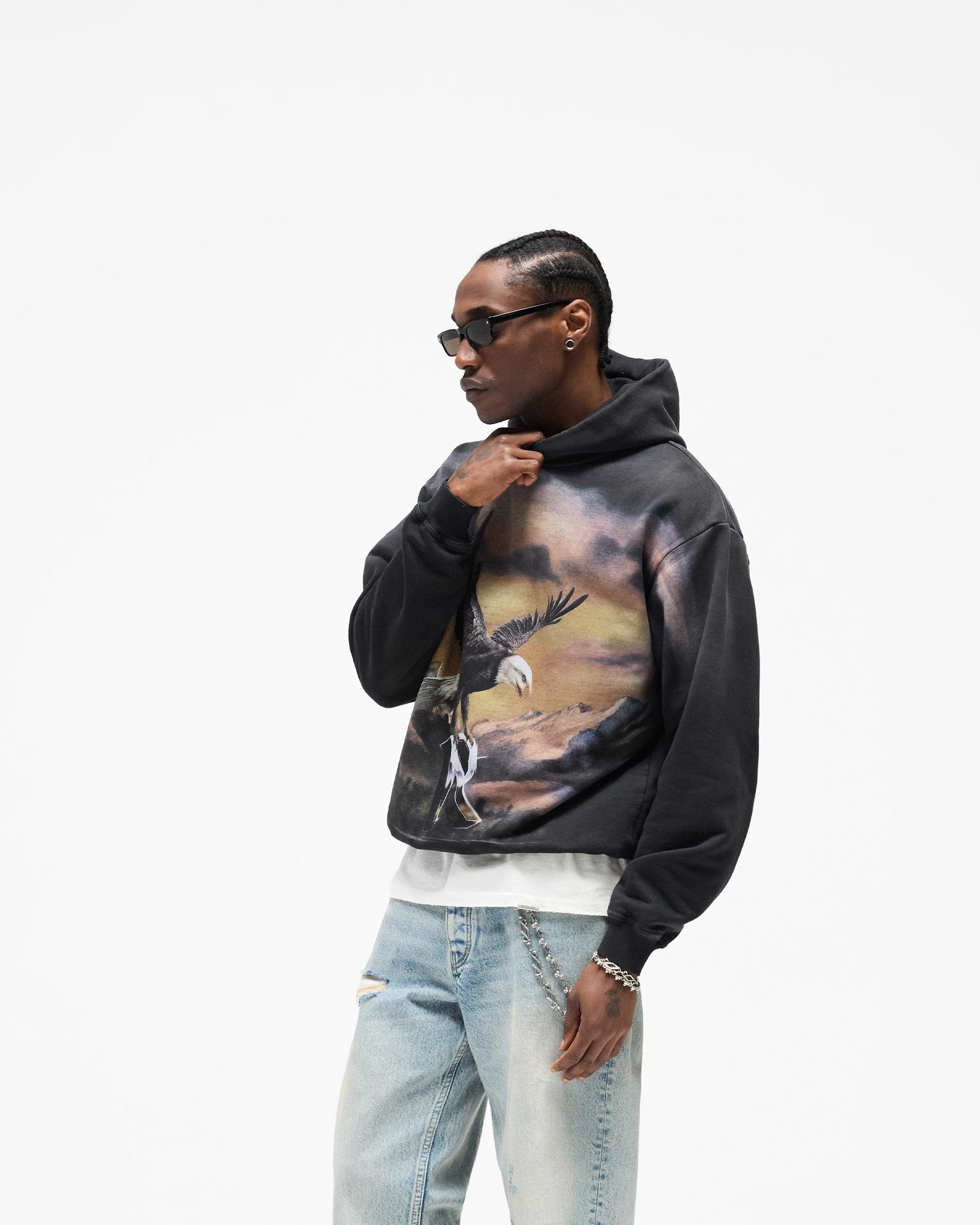 Represent Chrome Flight Hoodie Stained Black