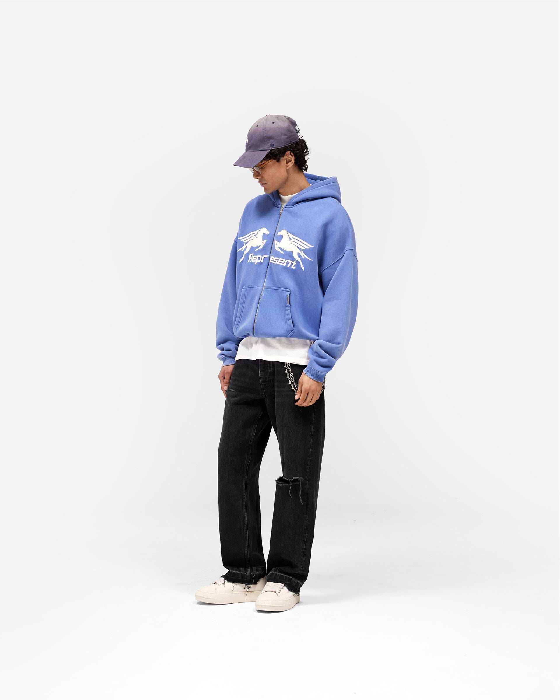 Represent Pegasus Zip Through Hoodie - Indigo