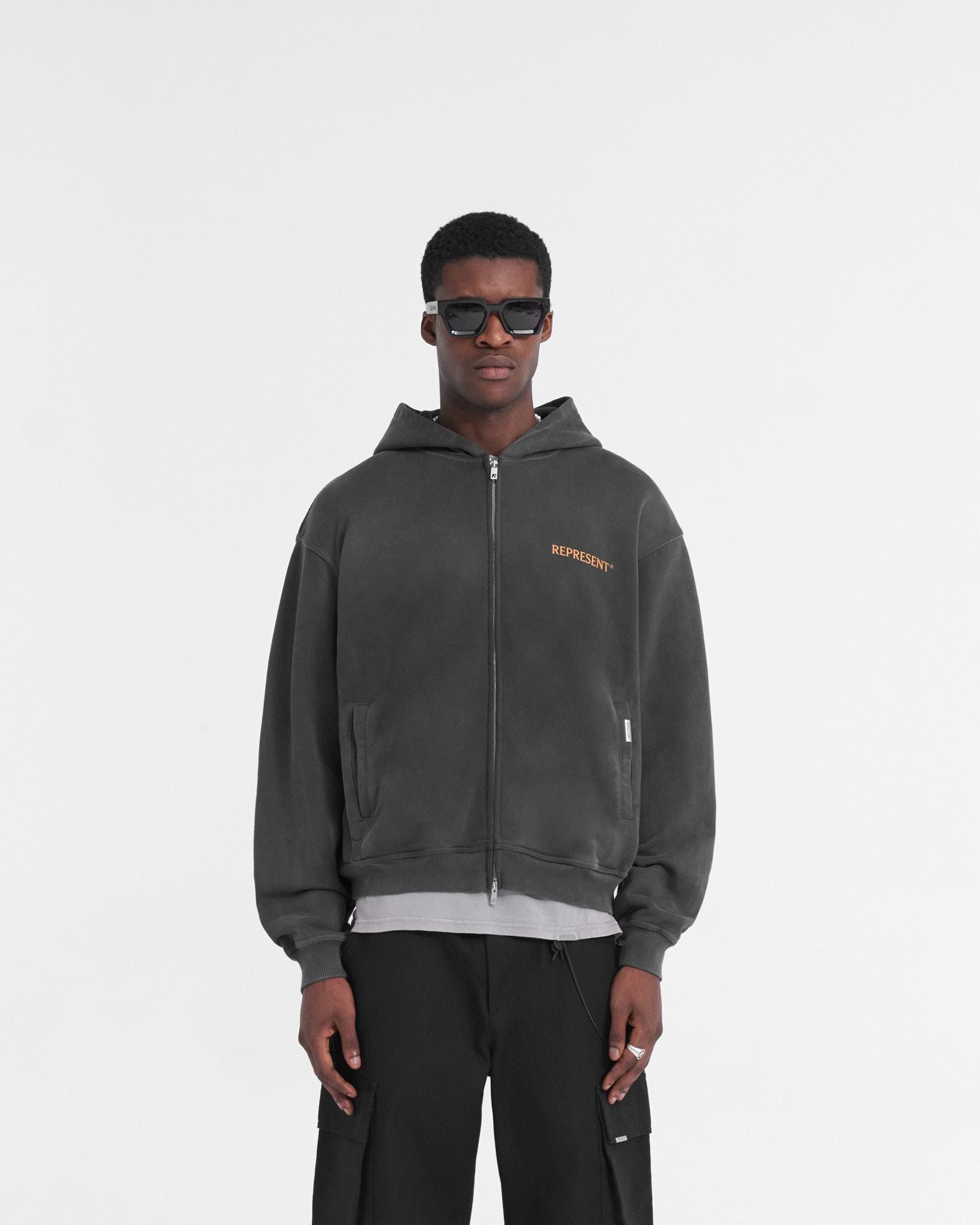 Represent Higher Truth Zip Through Hoodie Aged Black