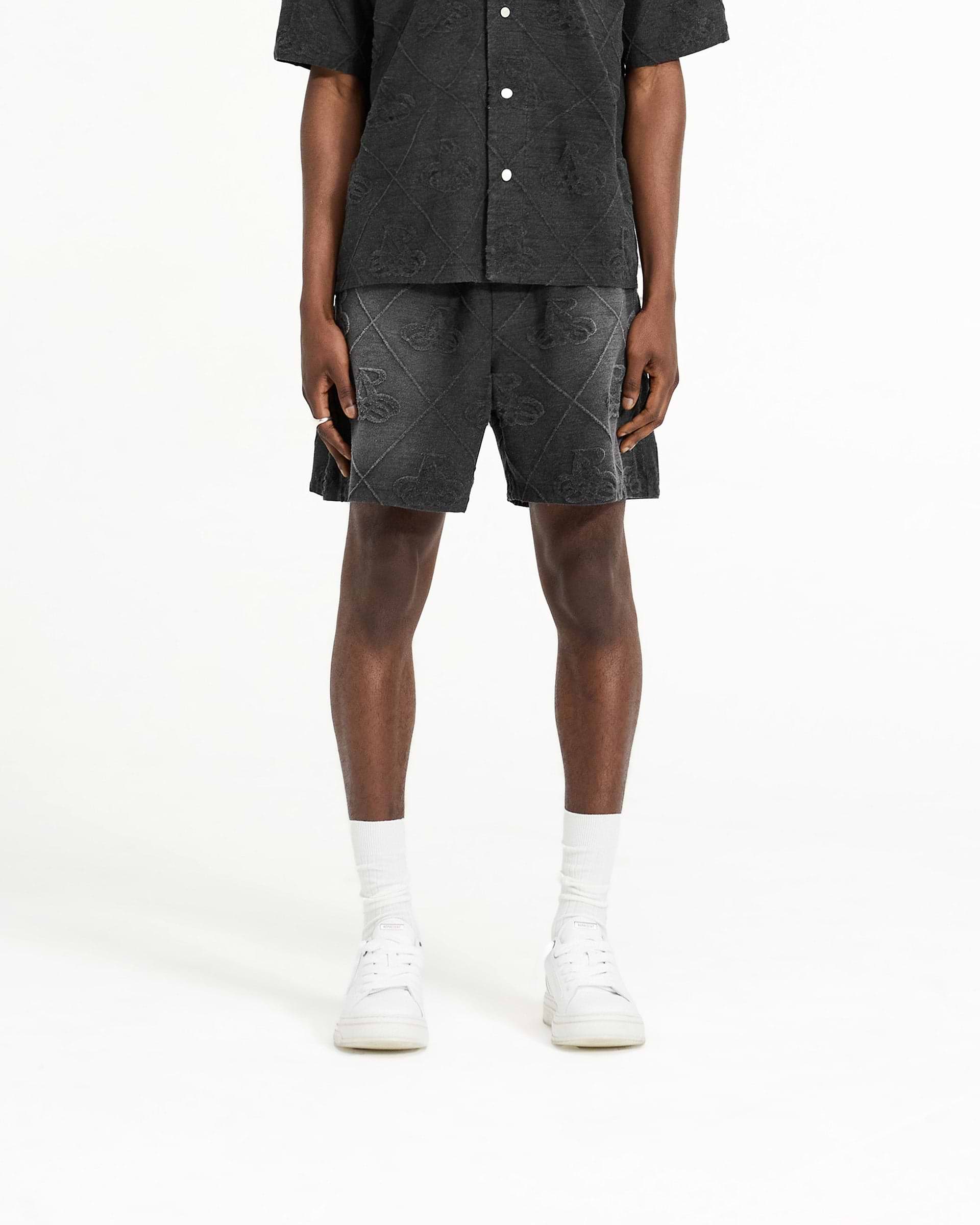 Represent Towelling Shorts Jet Black