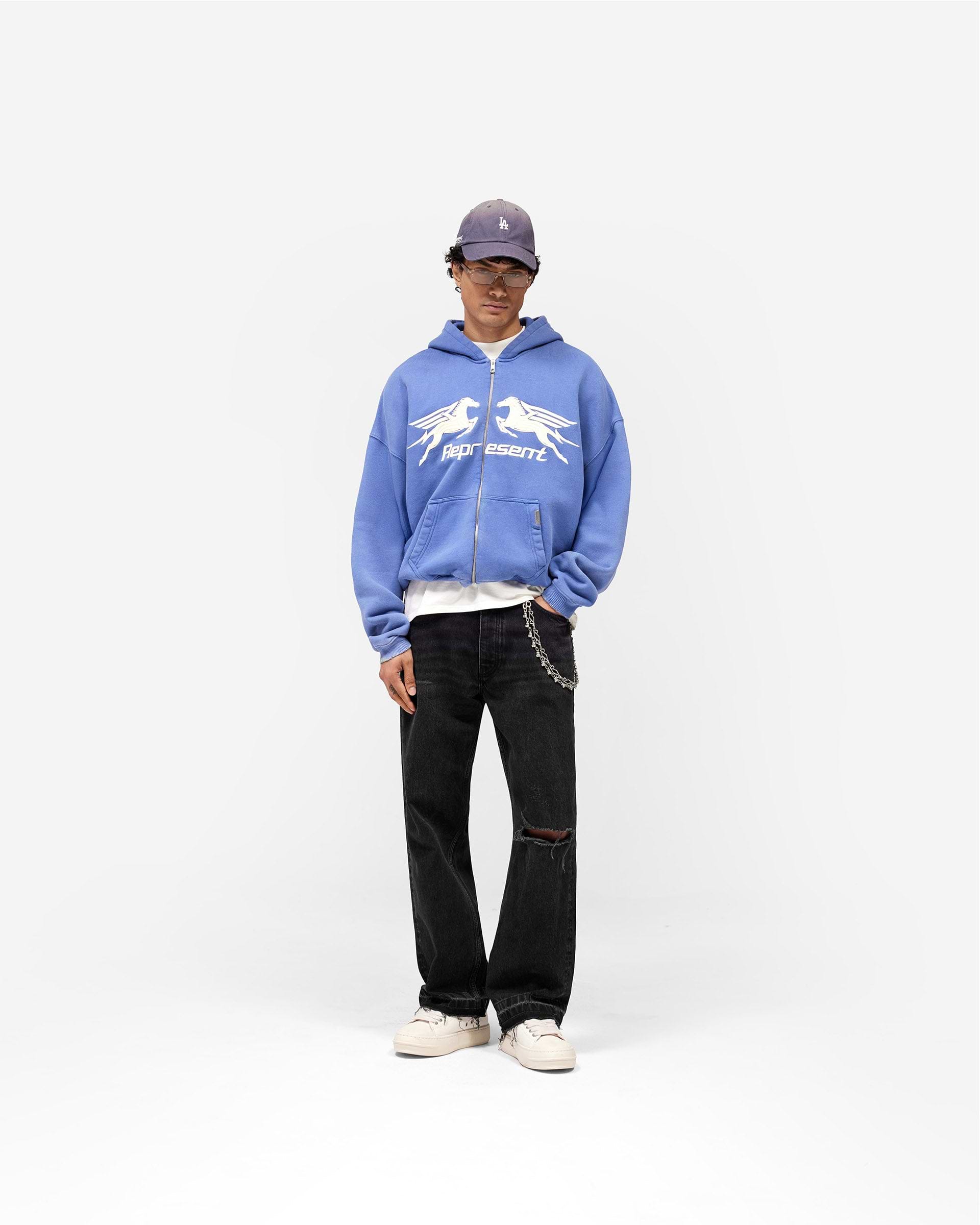 Represent Pegasus Zip Through Hoodie - Indigo
