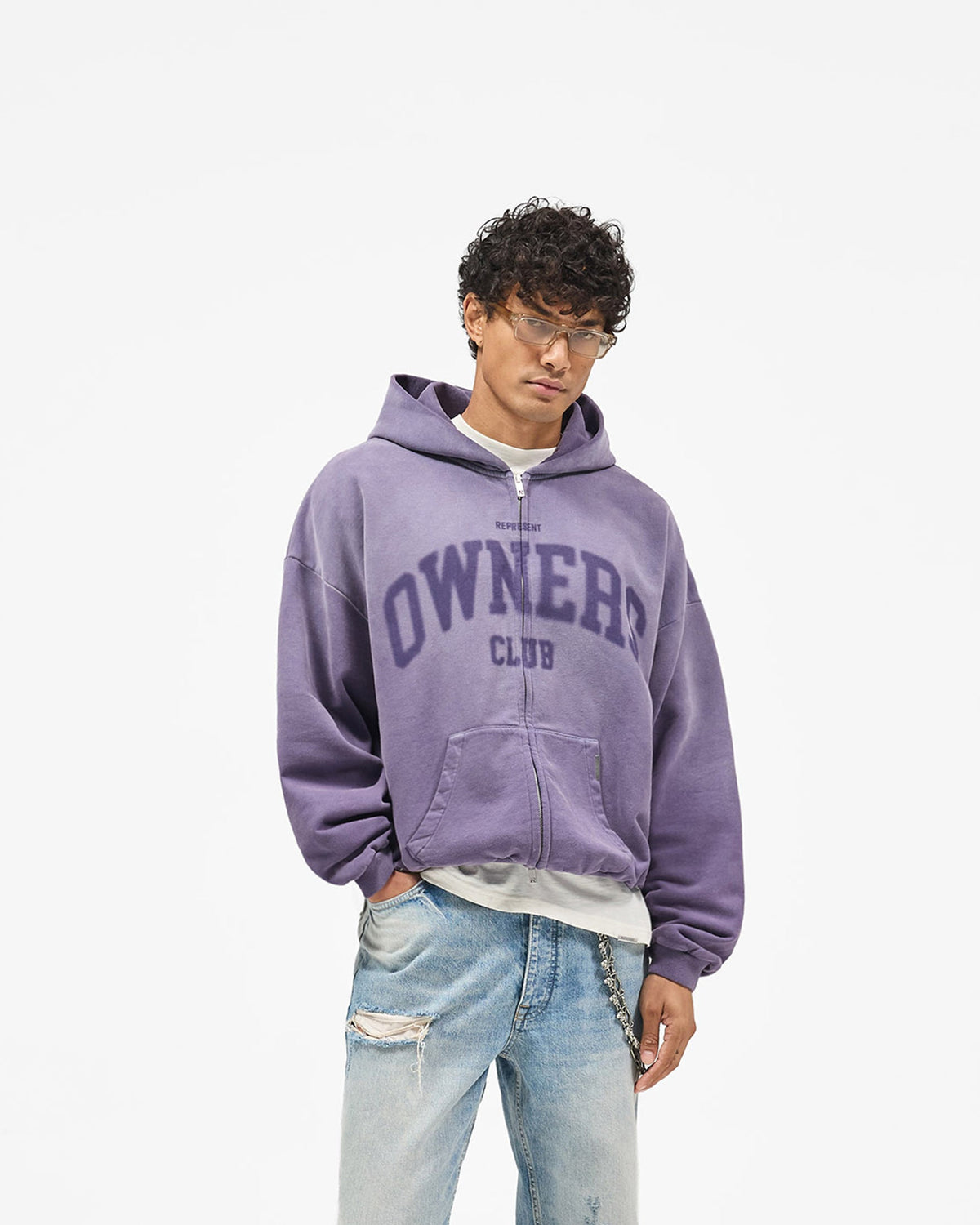 Represent Owners Zip Through Hoodie - Deep Purple