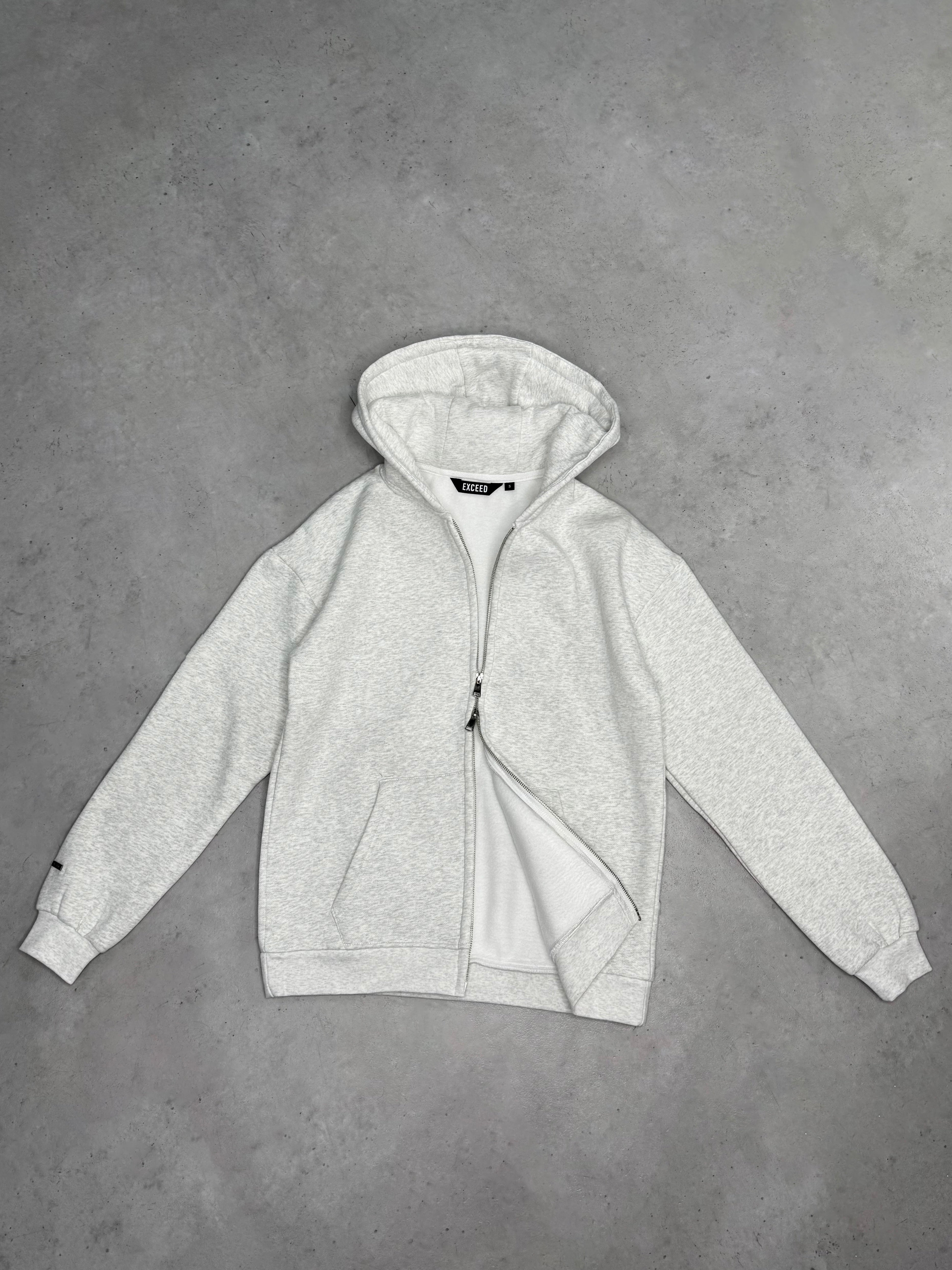 Exceed Light Grey Marl Blank Zip Up Hoodie
