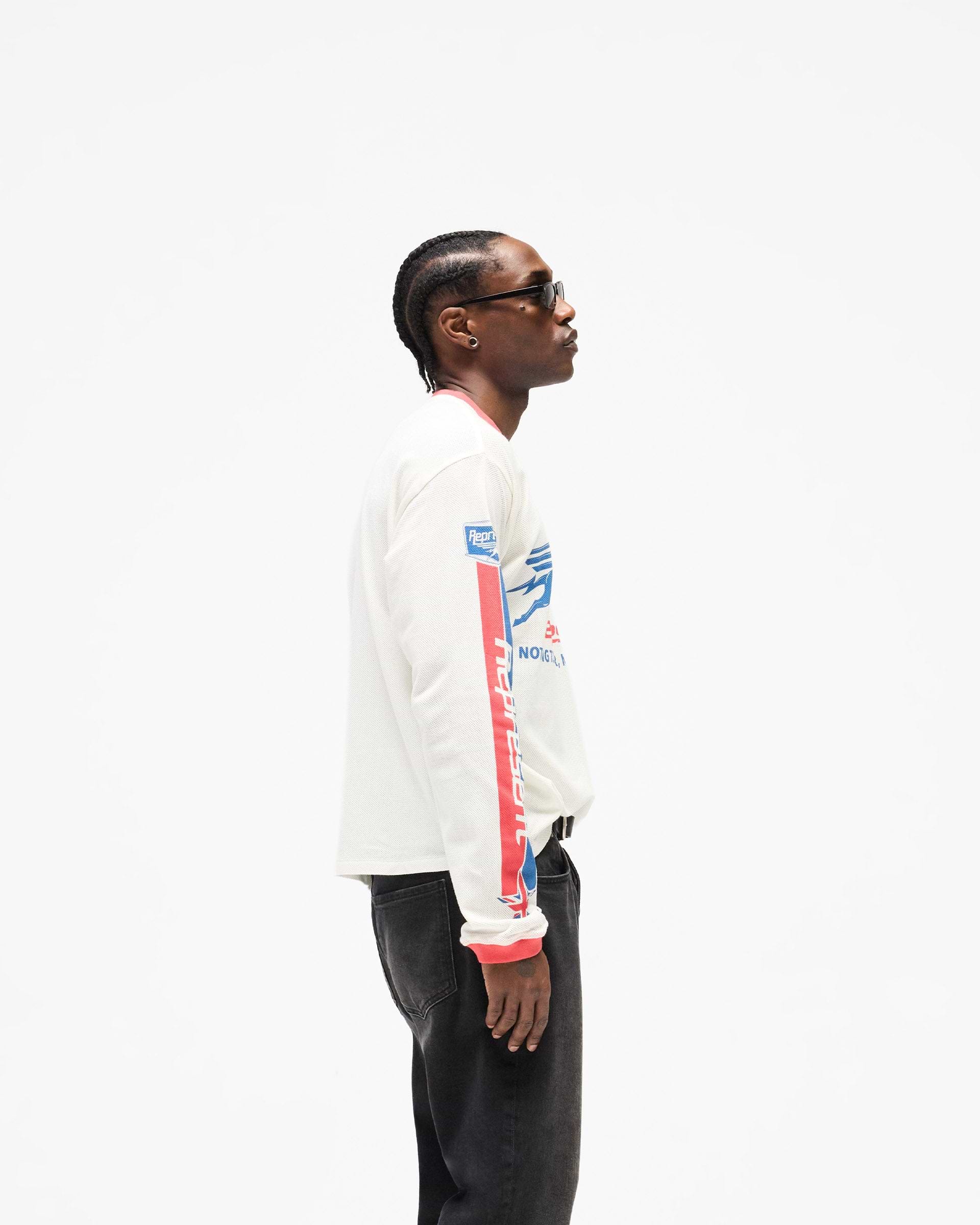 Represent Mesh Pegasus Long Sleeve T-Shirt Flat White