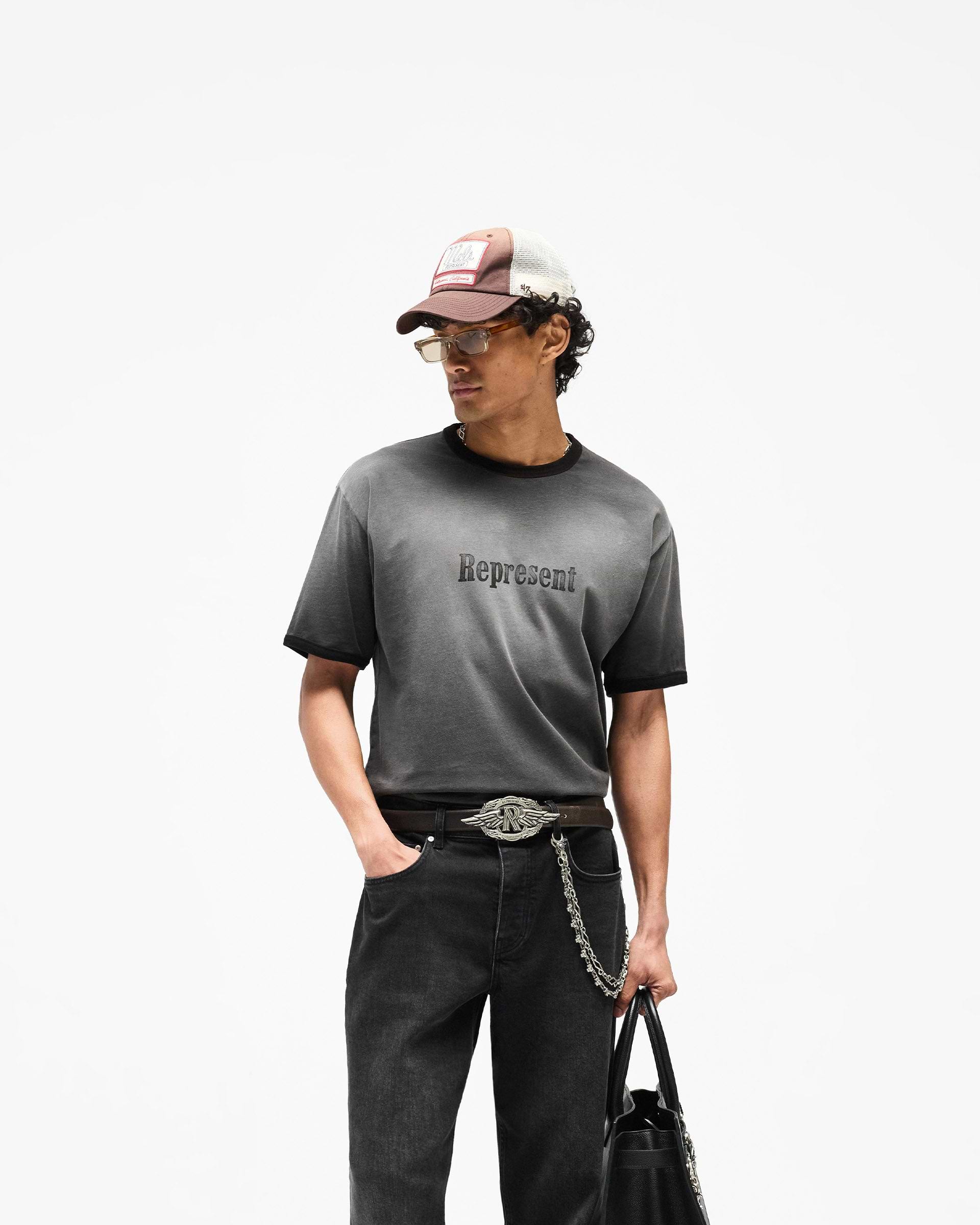 Represent Ringer T-Shirt - Stained Black