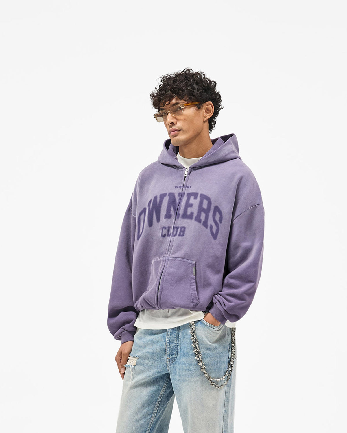 Represent Owners Zip Through Hoodie - Deep Purple