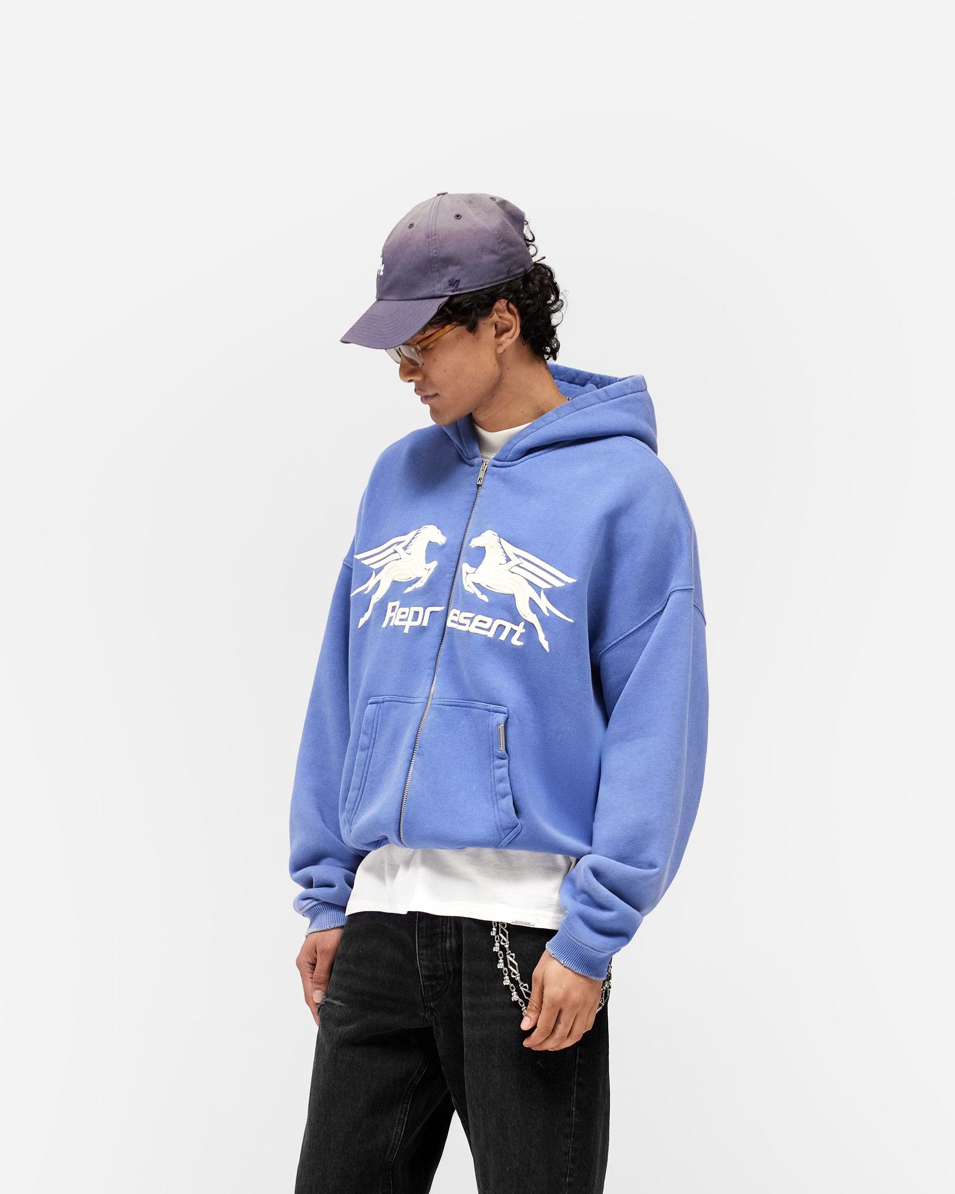Represent Pegasus Zip Through Hoodie - Indigo