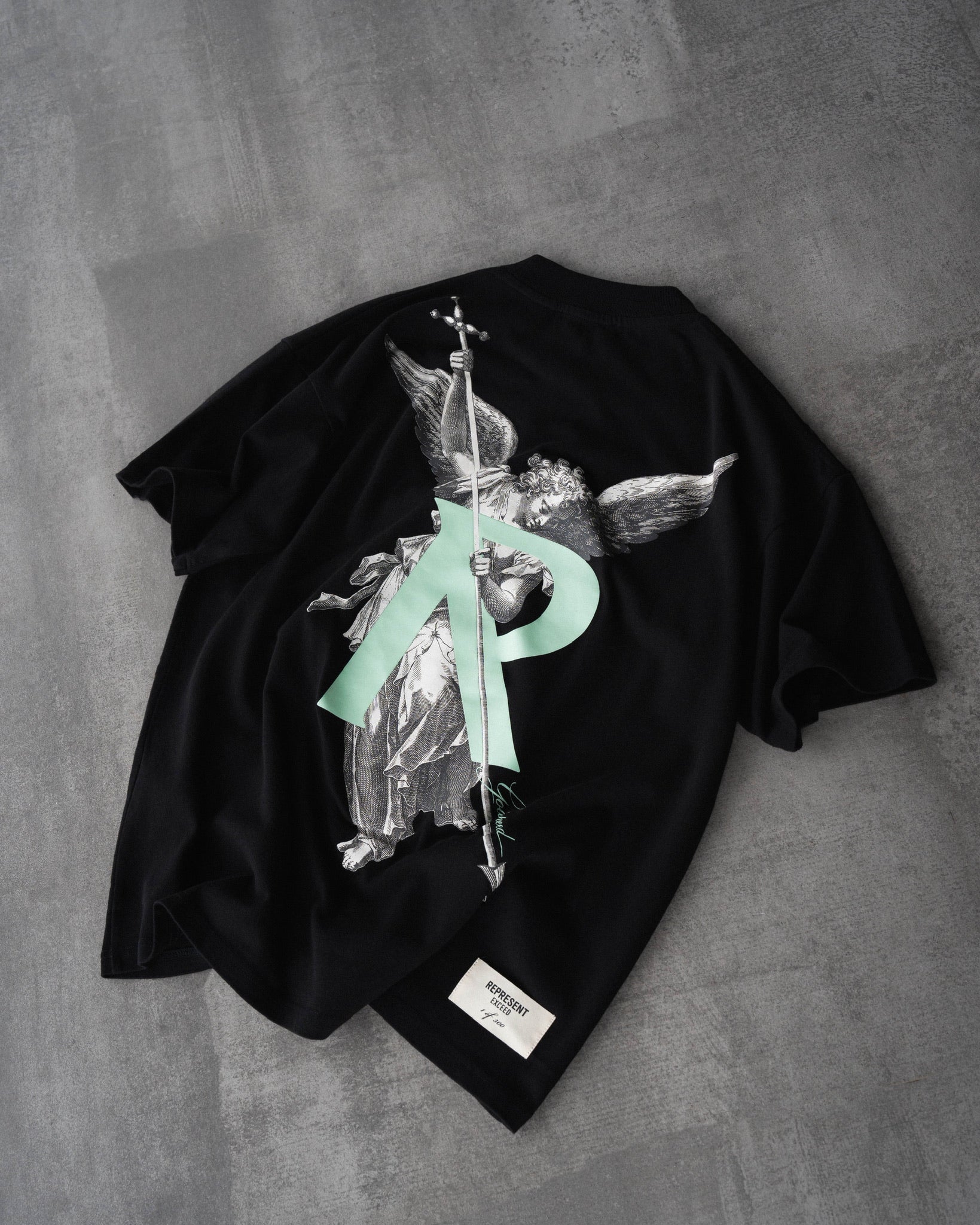 Represent x Exceed Archangel Initial T-Shirt Jet Black 1/300 (Worldwide Exclusive)