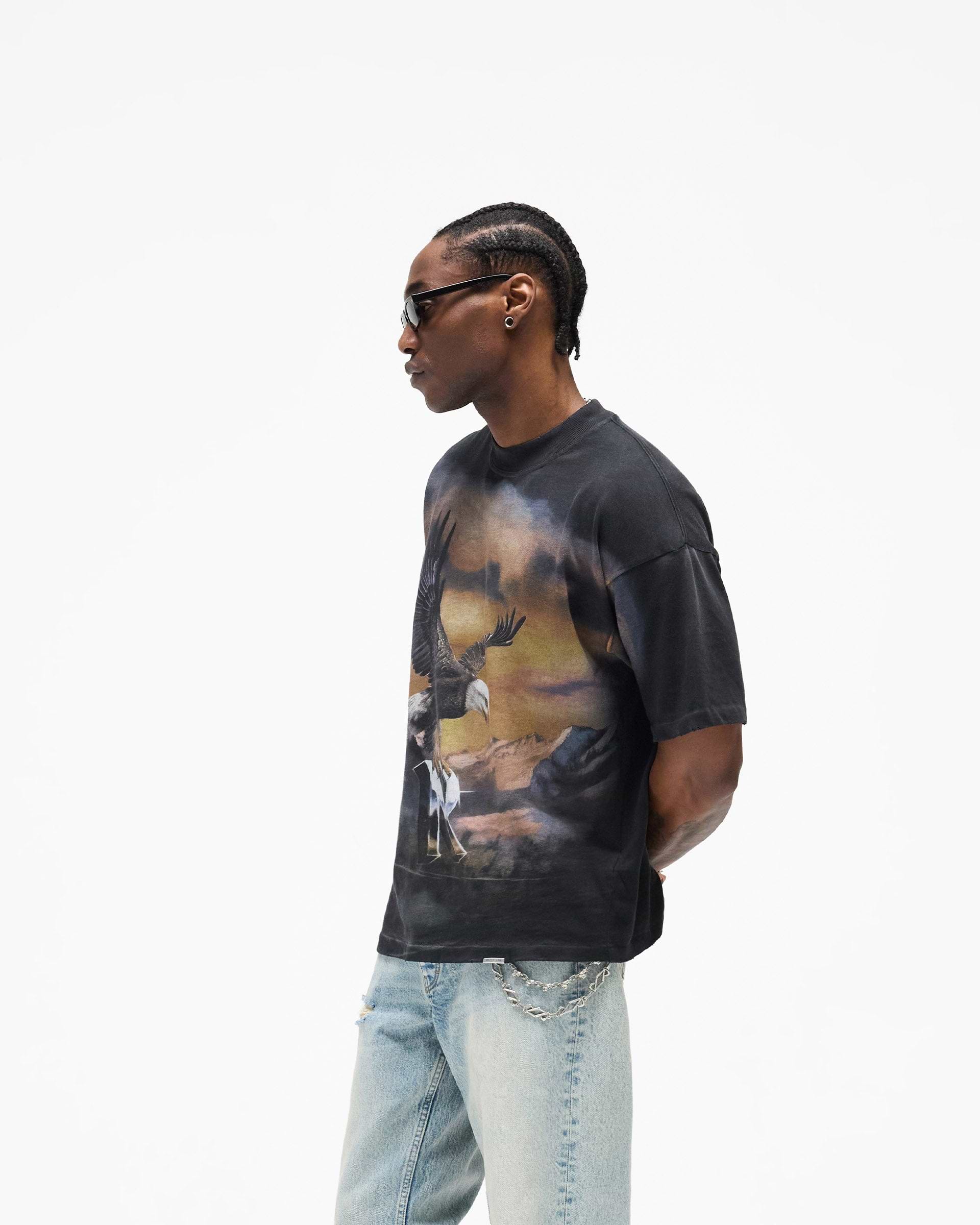 Represent Chrome Flight T-Shirt Stained Black