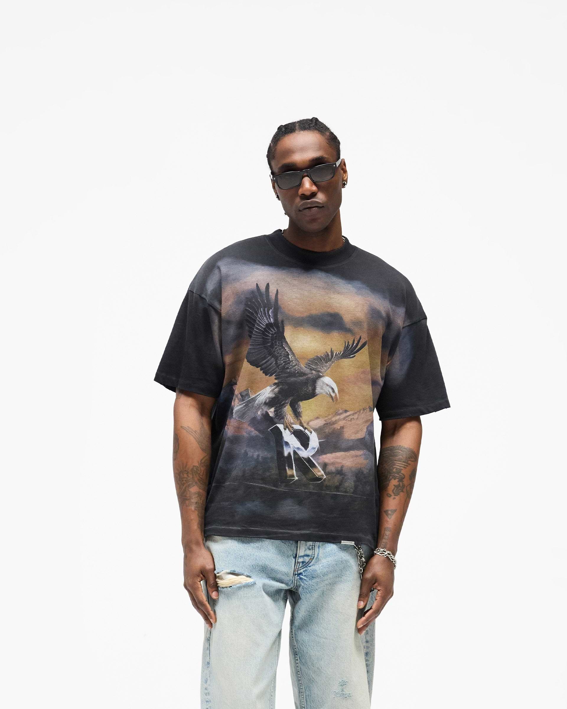 Represent Chrome Flight T-Shirt Stained Black