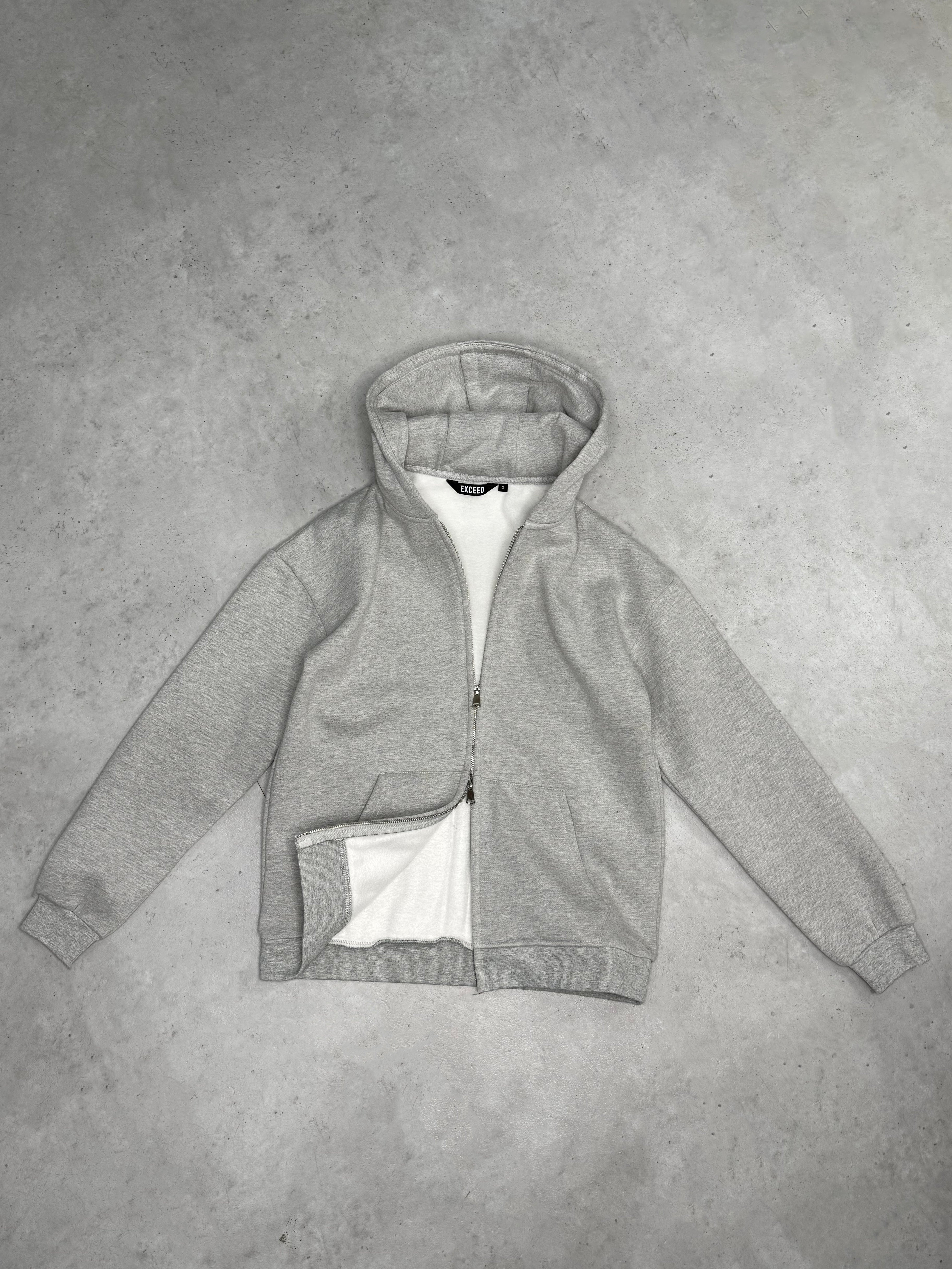 Exceed Dark Grey Marl Blank Zip Up Hoodie