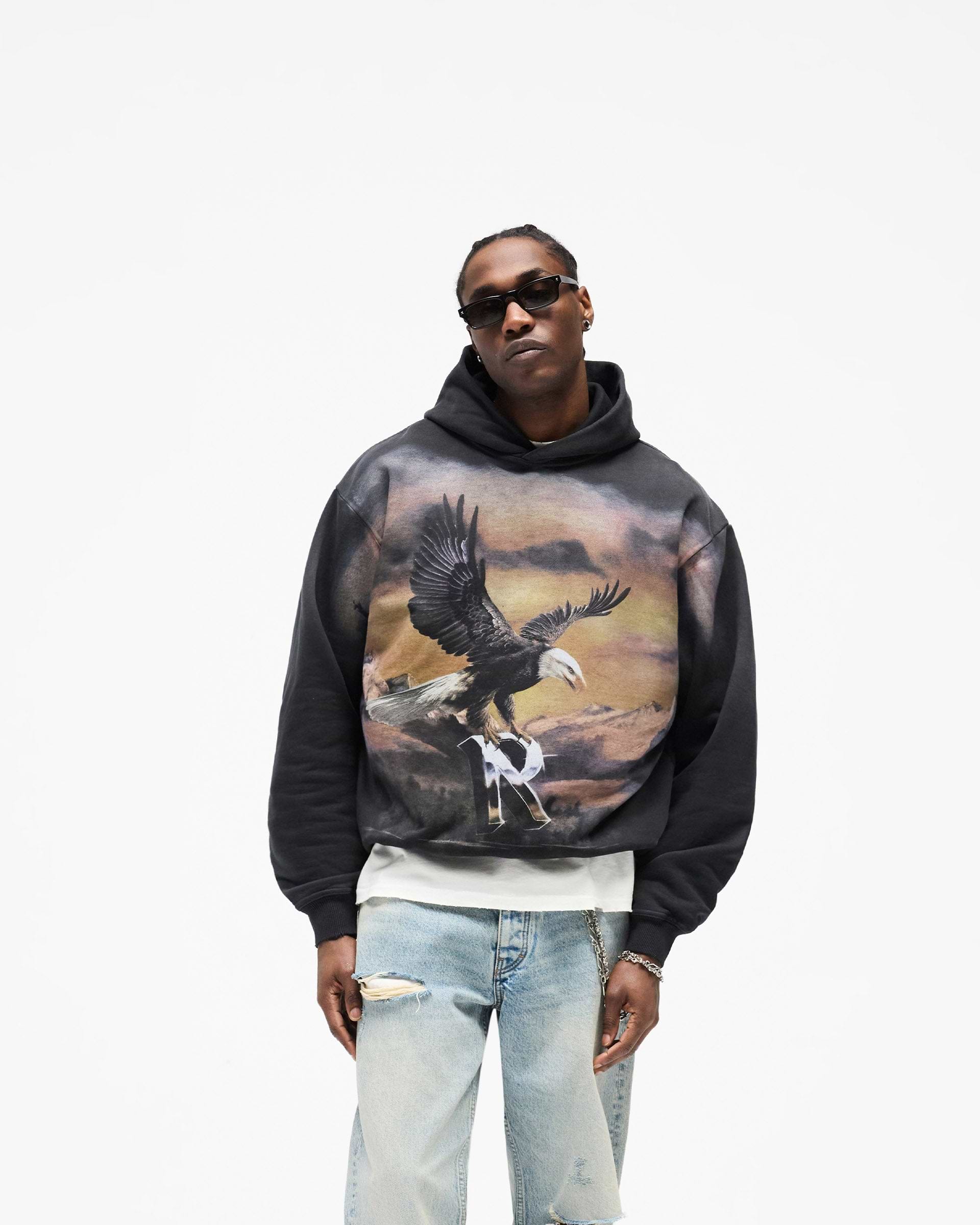 Represent Chrome Flight Hoodie Stained Black