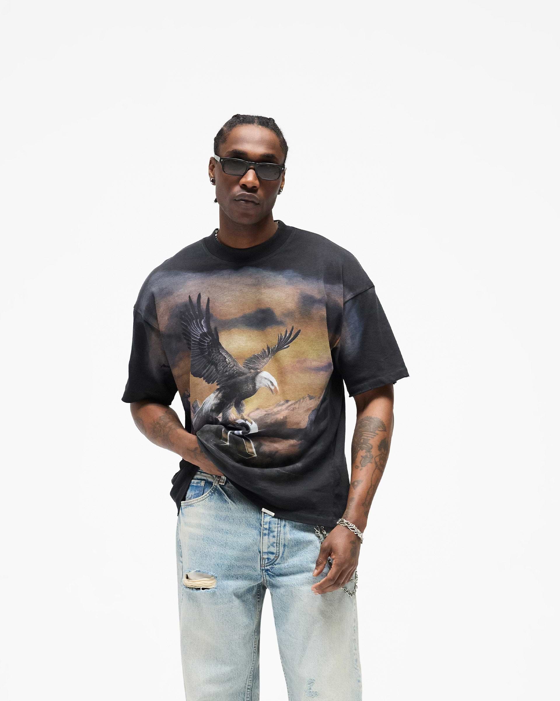 Represent Chrome Flight T-Shirt Stained Black