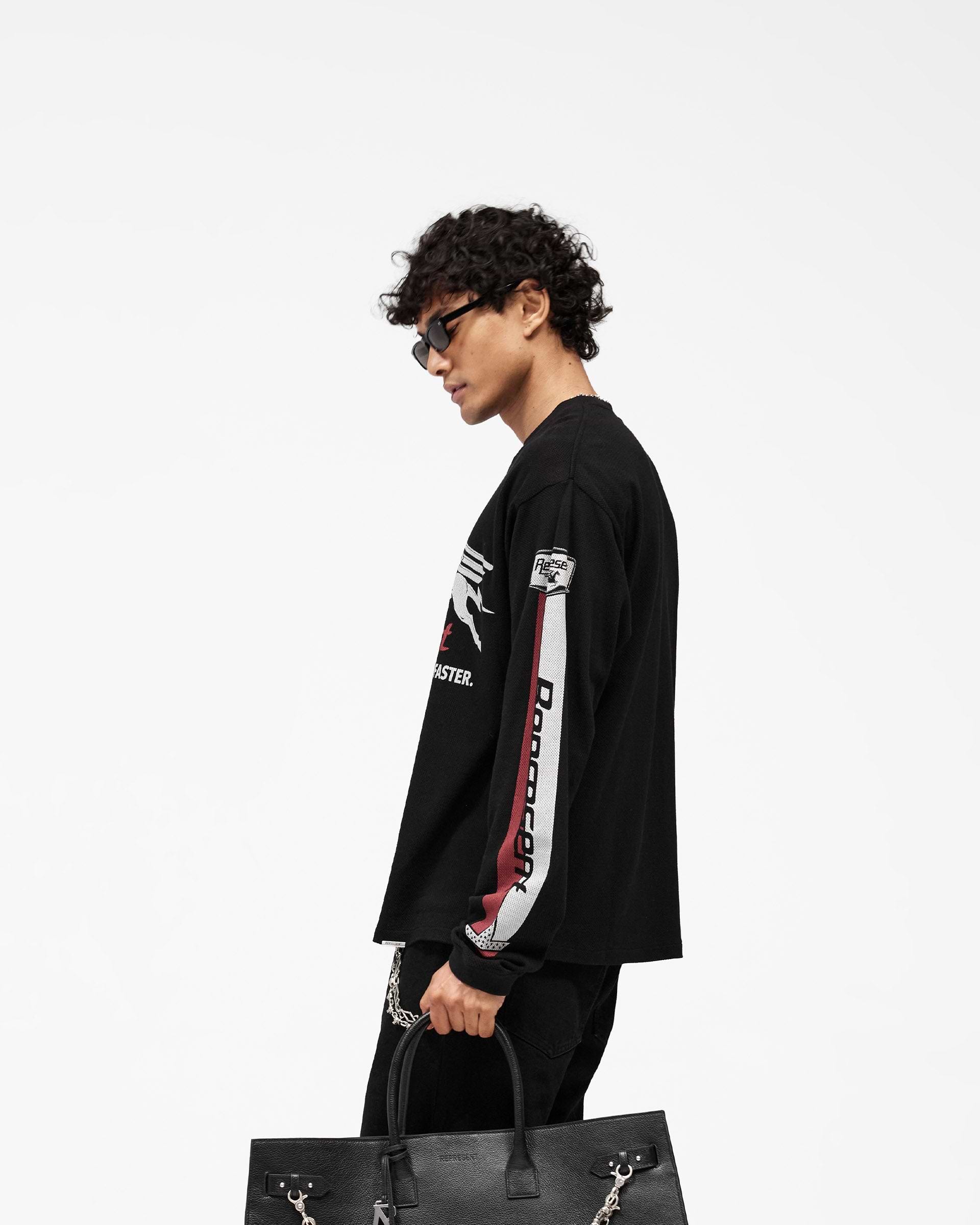 Represent Mesh Pegasus Long Sleeve T-Shirt Jet Black