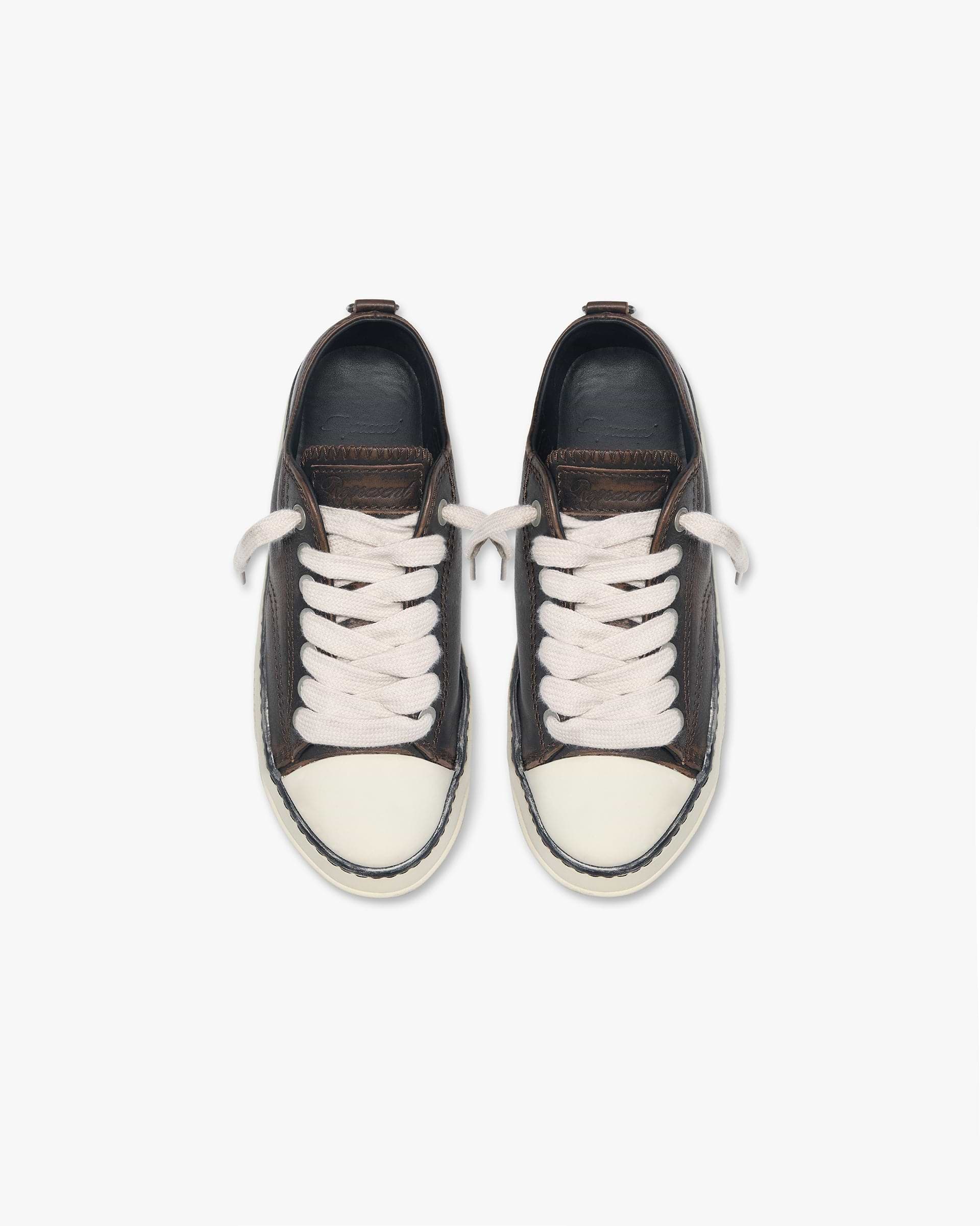 Represent Rep Cap Distressed Leather Sneaker - Dark Brown