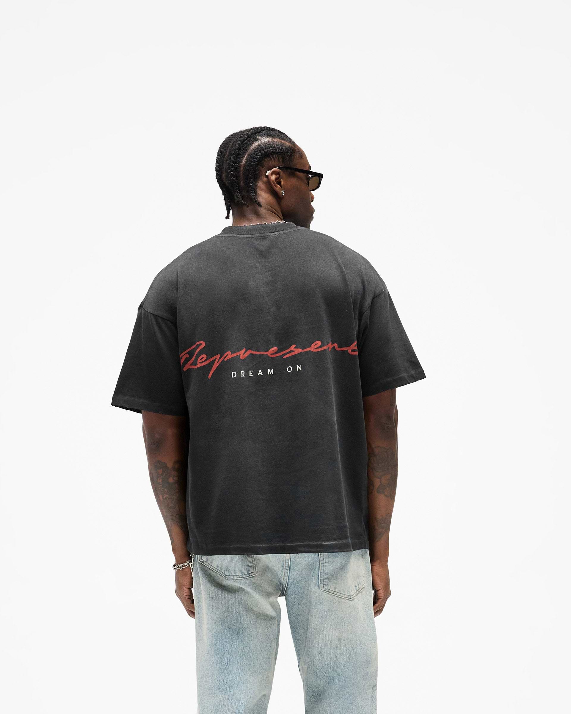 Represent Chrome Flight T-Shirt Stained Black