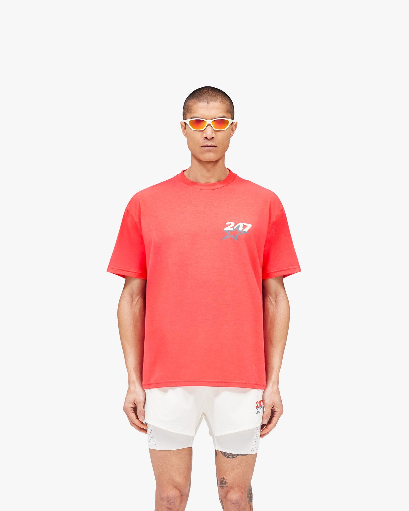 Represent Team 247 Star Print Oversized T-Shirt Racing Red