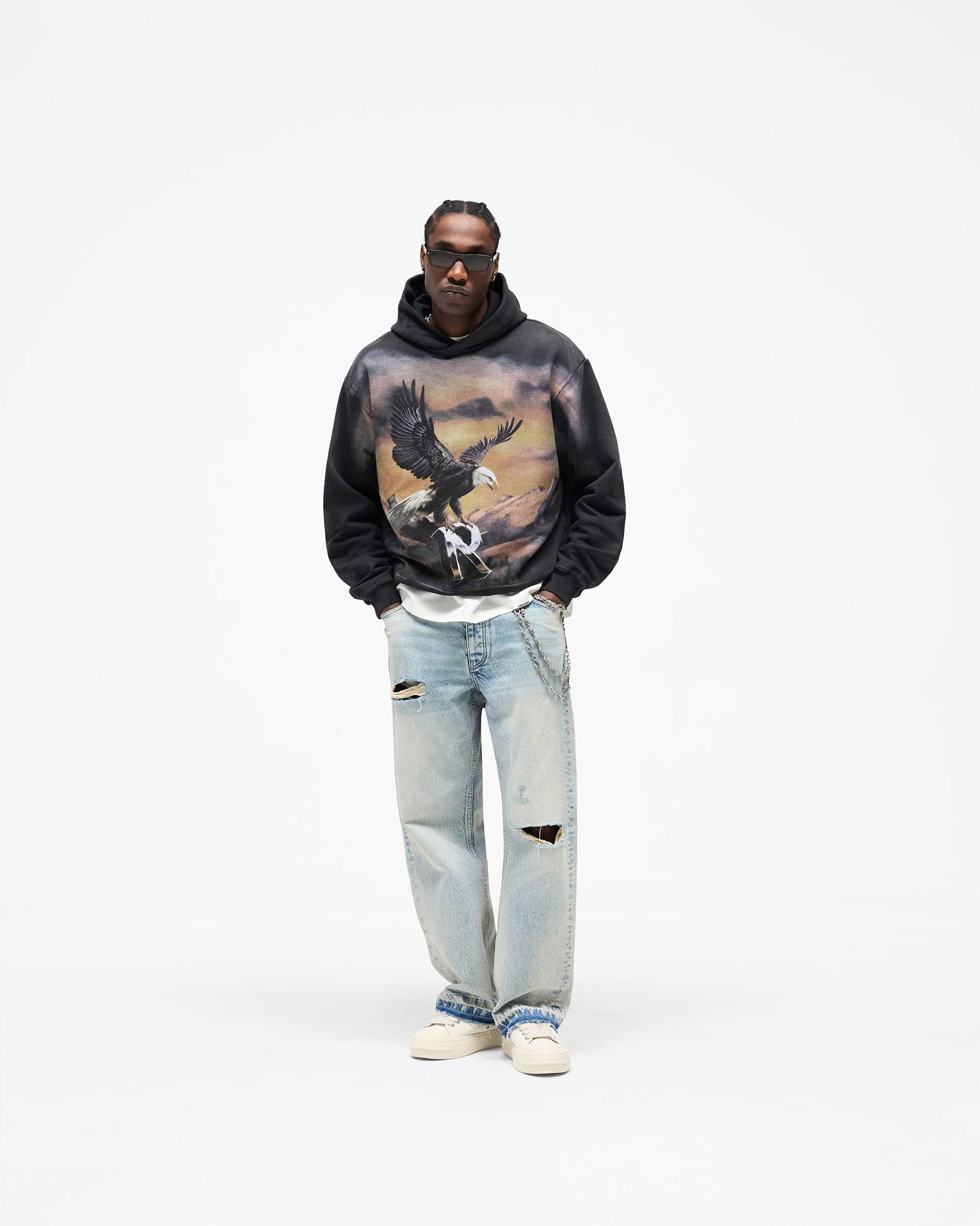 Represent Chrome Flight Hoodie Stained Black