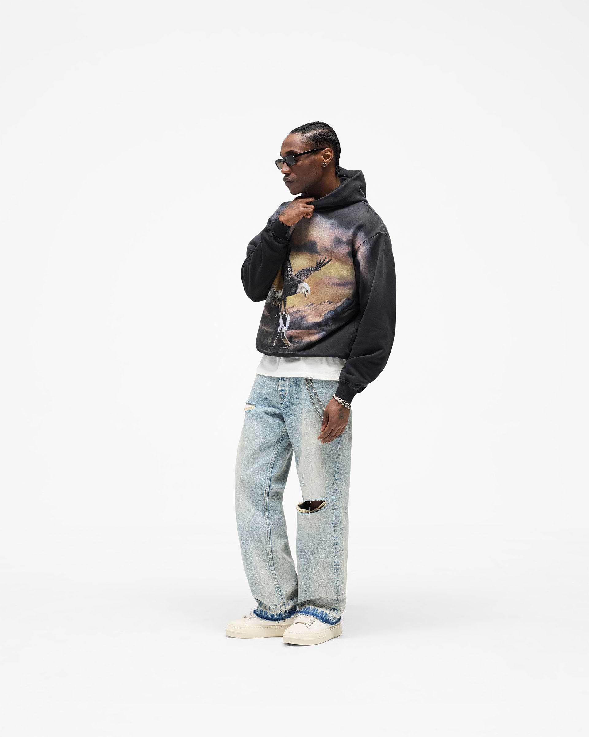 Represent Chrome Flight Hoodie Stained Black