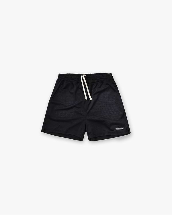Represent Washed Mesh Shorts Black