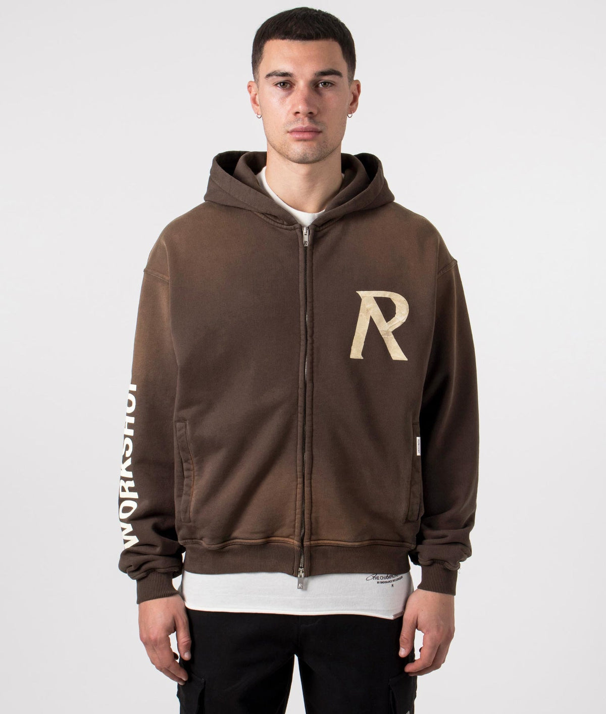 Represent Masking Tape Initial Zip Hoodie Cedar