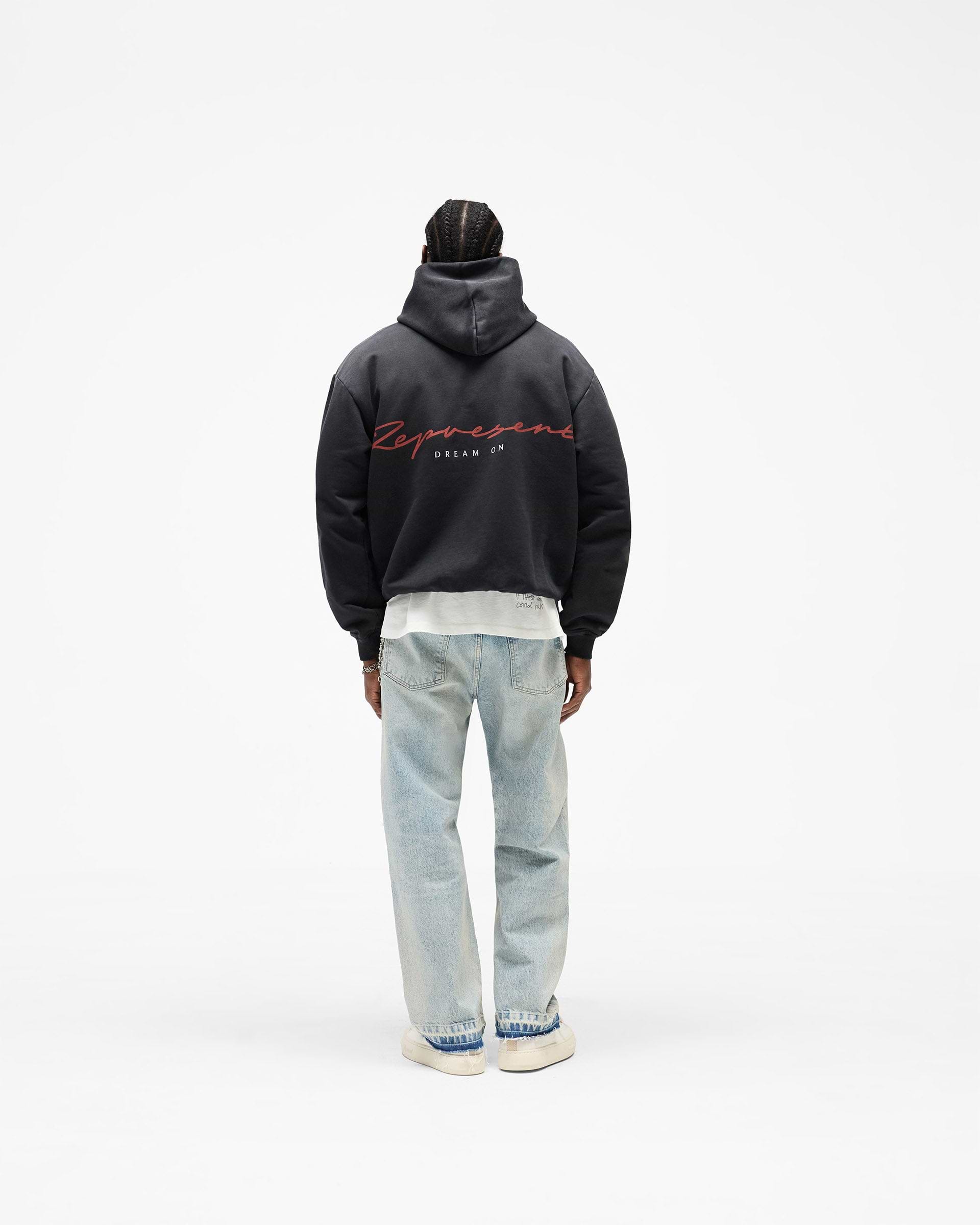 Represent Chrome Flight Hoodie Stained Black