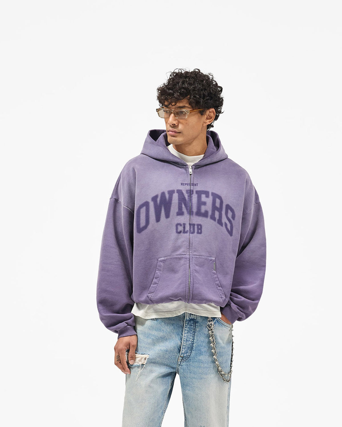 Represent Owners Zip Through Hoodie - Deep Purple