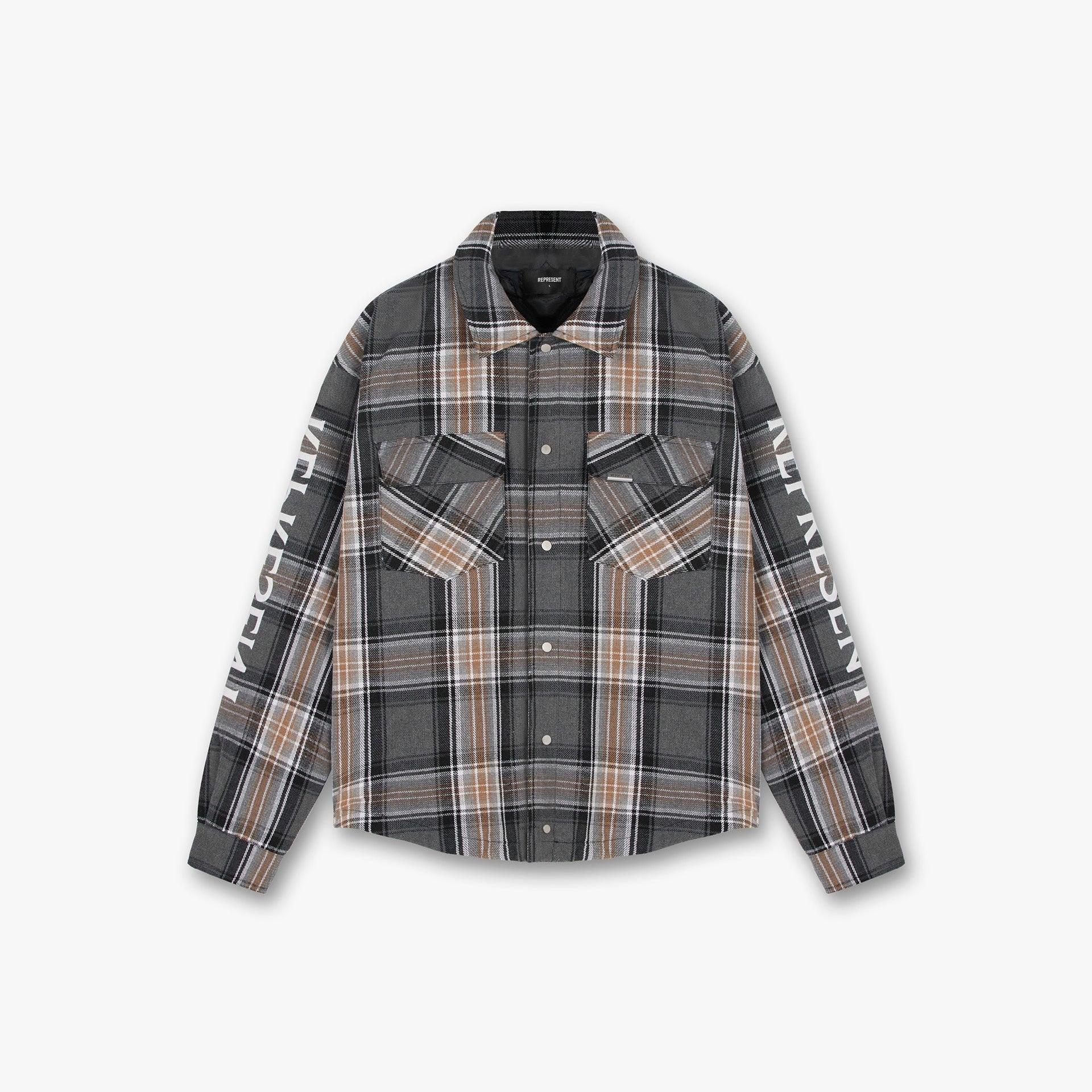 Represent Quilted Flannel Shirt Grey Check