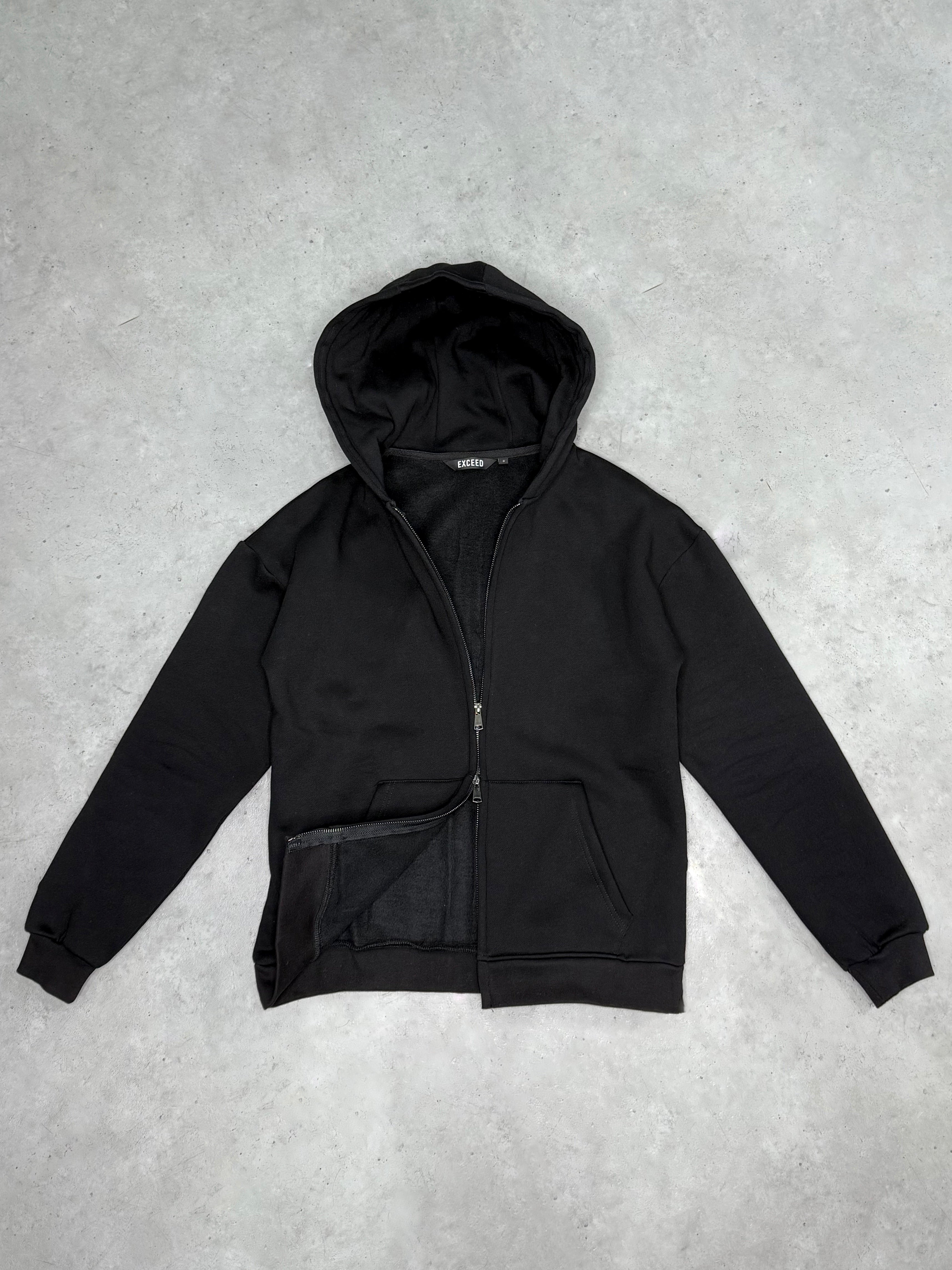 Exceed Black Blank Zip Up Hoodie