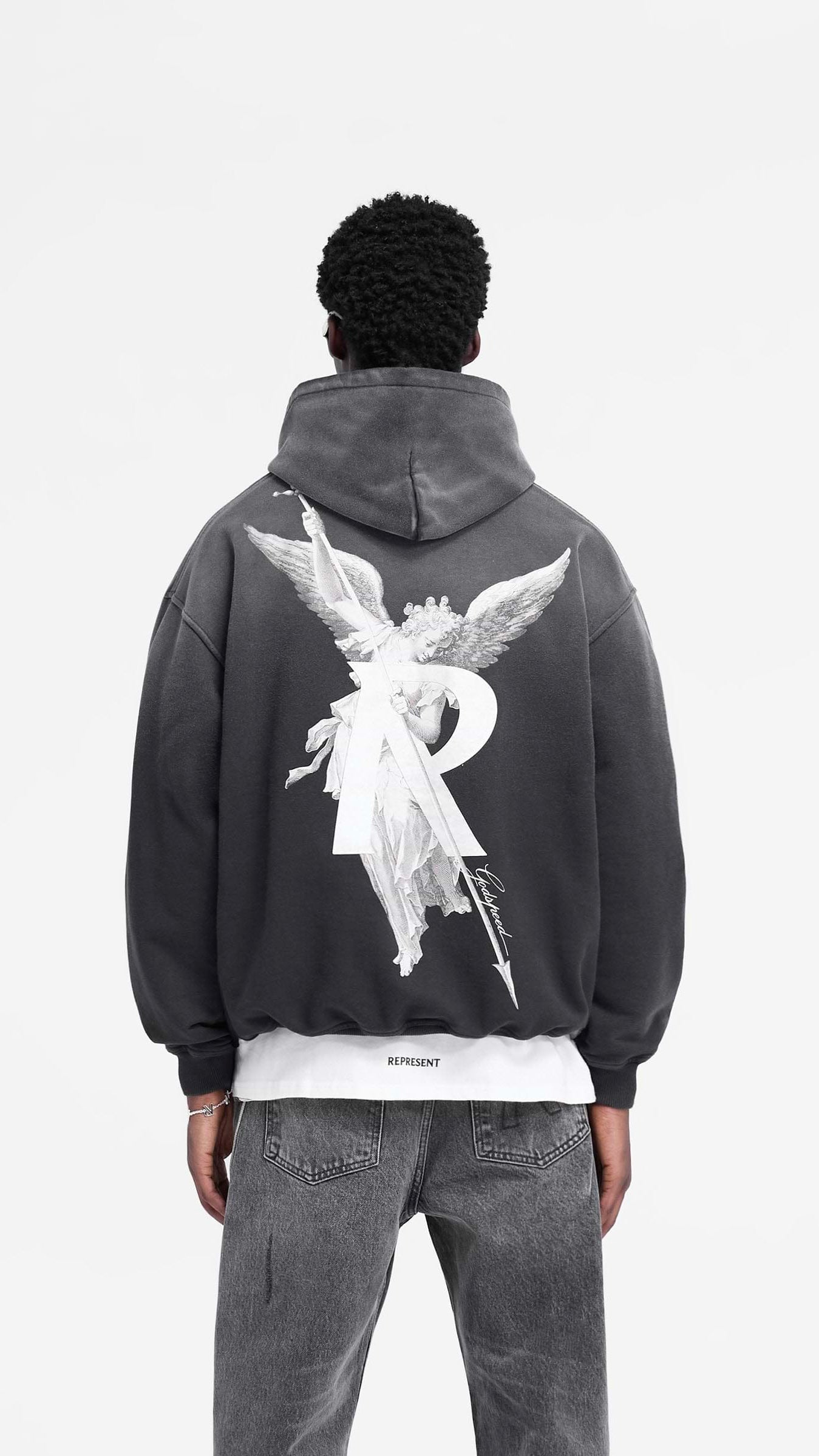 Represent Archangel Hoodie Stained Black