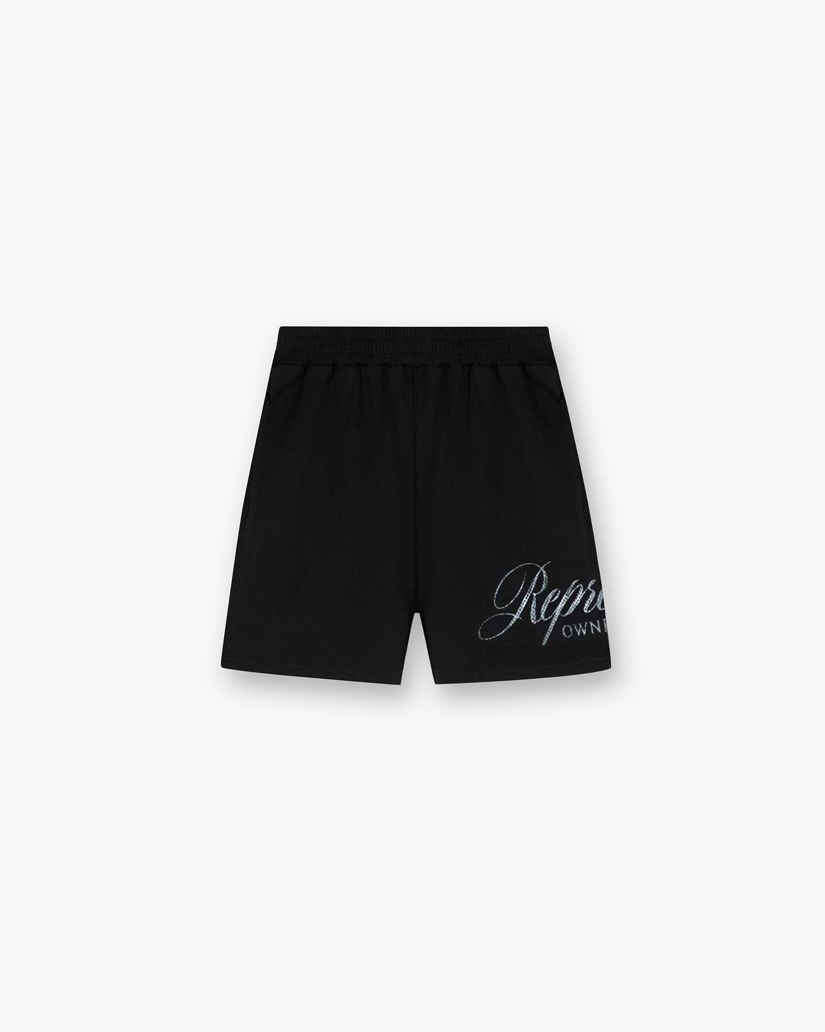 Represent Owners Club Script Mesh Shorts Black