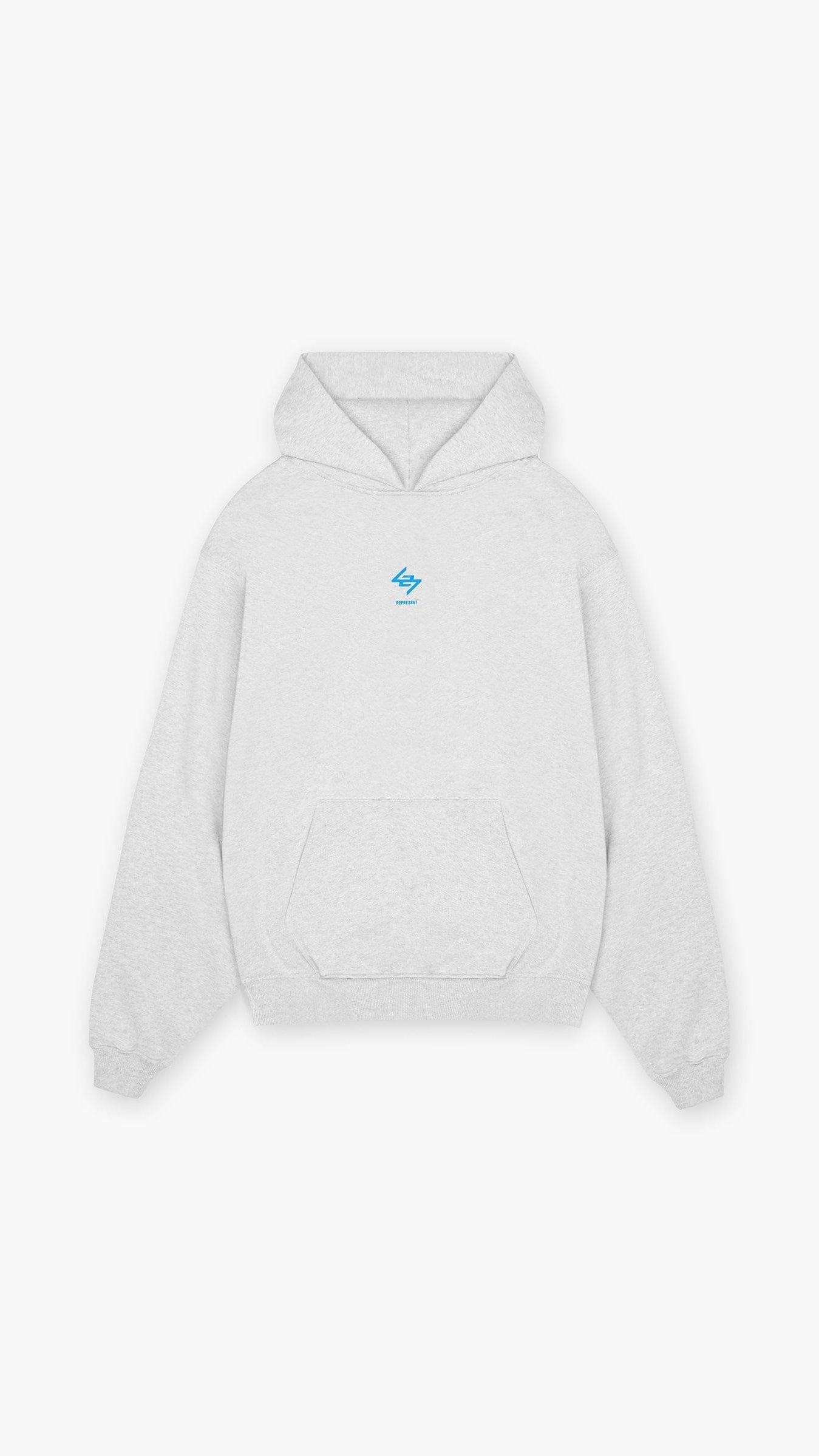 Represent 247 Oversized Hoodie Ash Grey Electric Blue