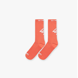 247 logo socks Coral