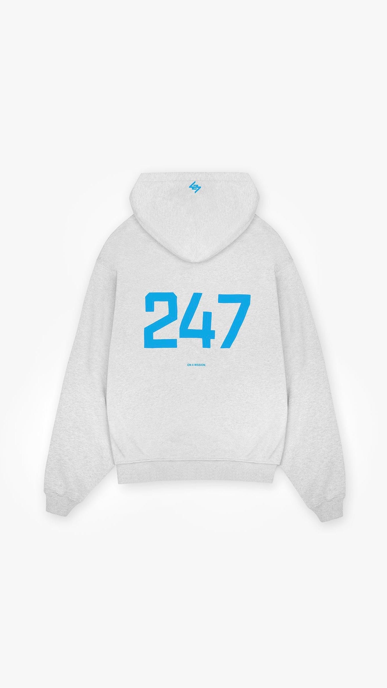 Represent 247 Oversized Hoodie Ash Grey Electric Blue