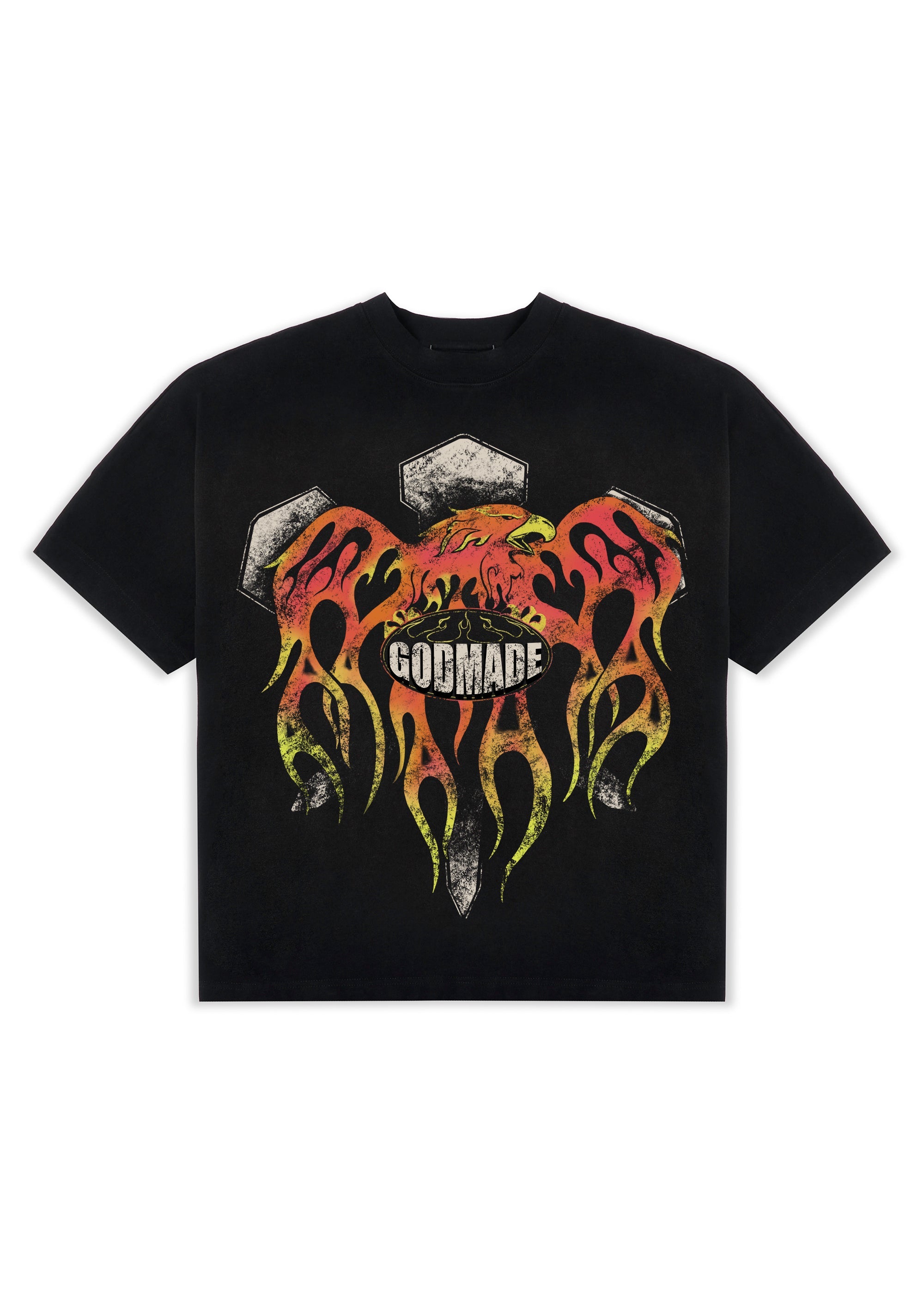 Godmade Cross Eagle T-Shirt Black Washed