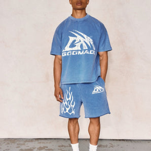 Godmade Logo Vintage Washed Blue - Distressed Shorts