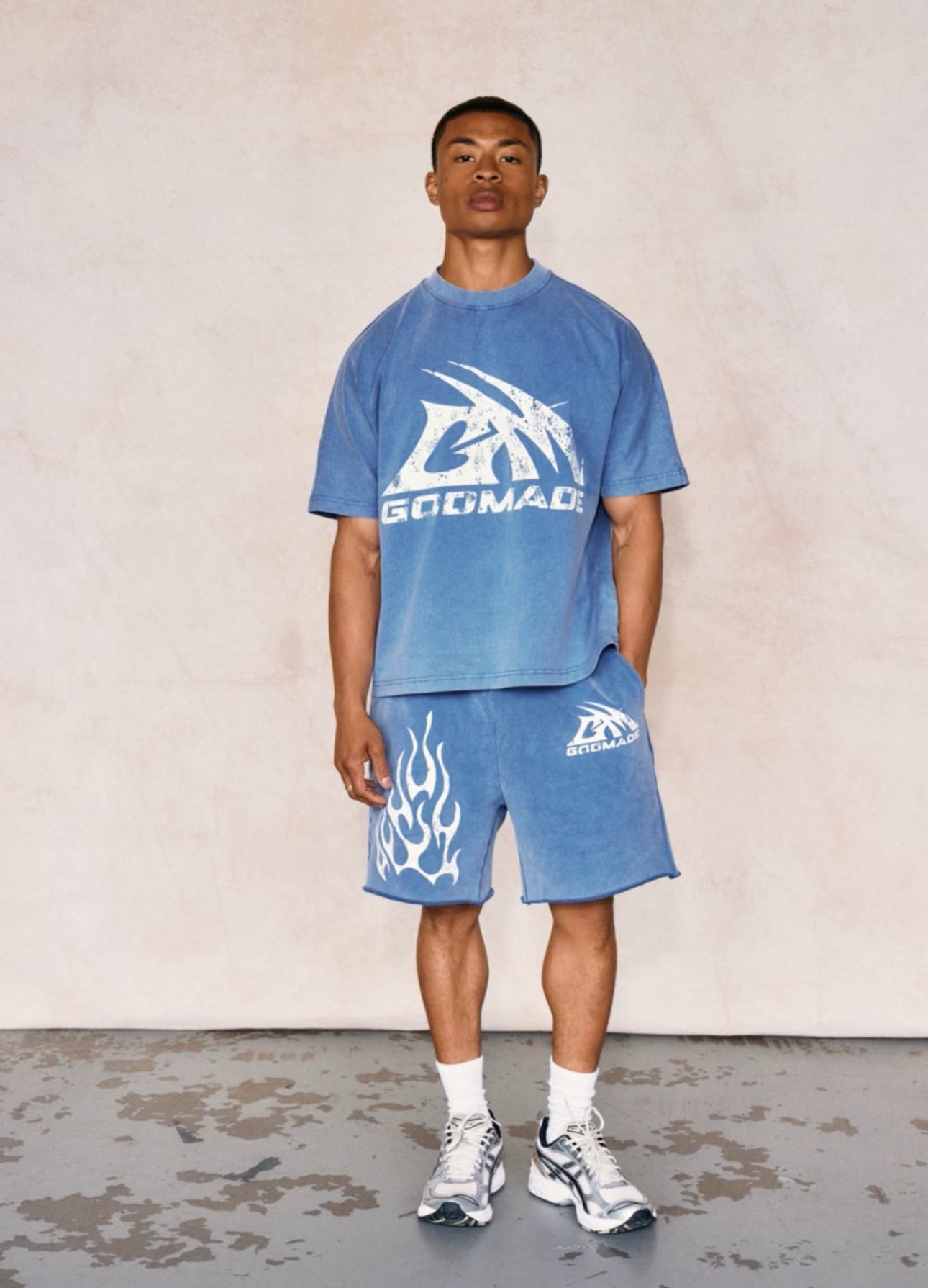 Godmade Logo Vintage Washed Blue - Distressed Shorts