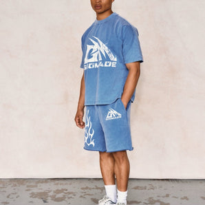 Godmade Logo Vintage Washed Blue - Distressed Shorts