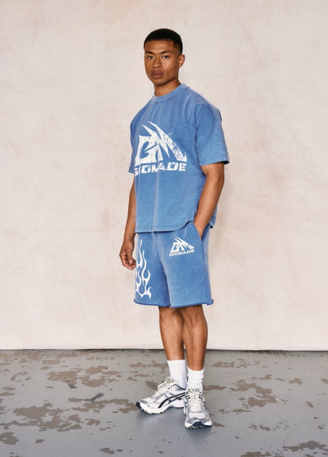 Godmade Logo Vintage Washed Blue - Distressed Shorts