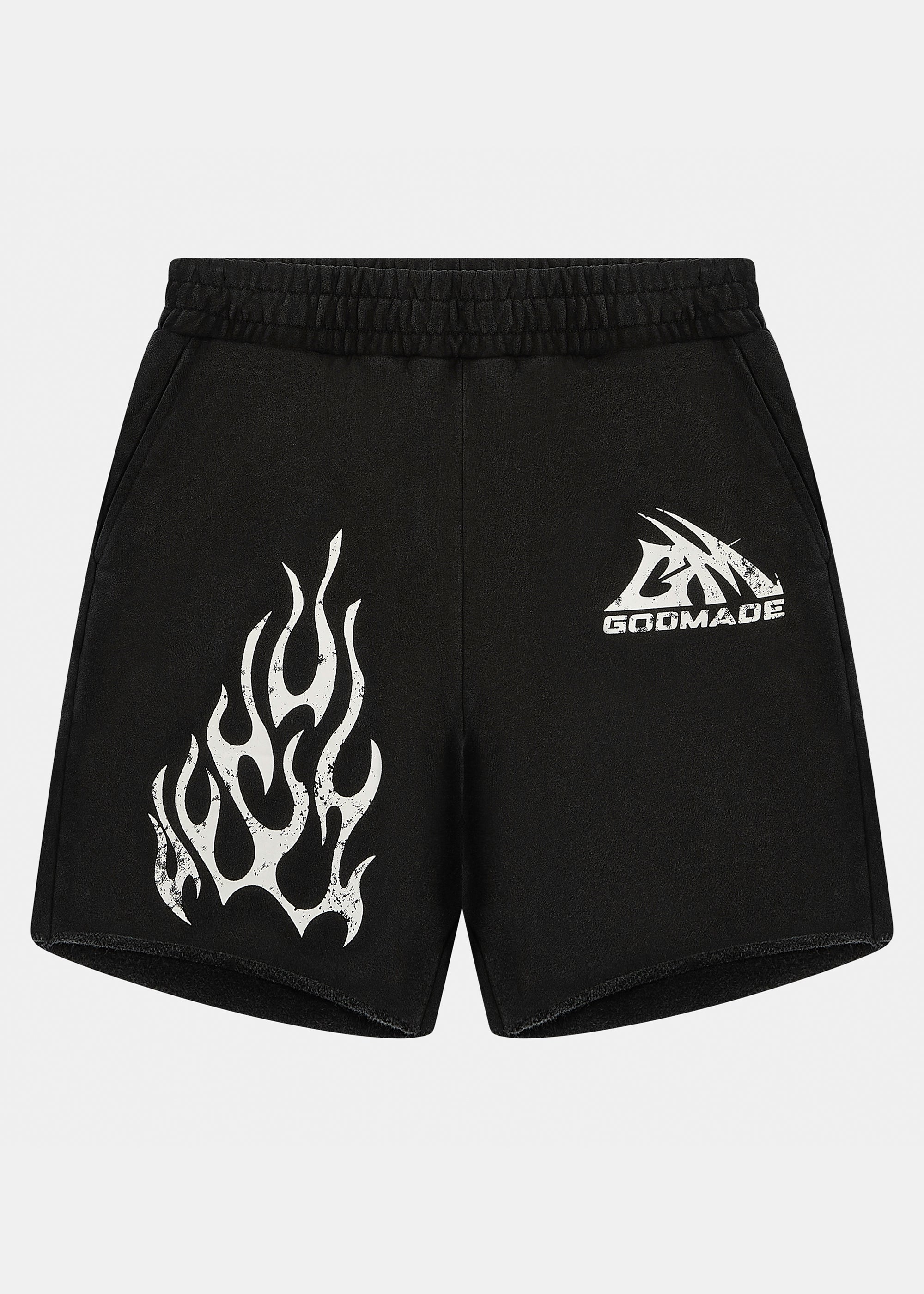 Godmade Logo Washed Black Distressed Short