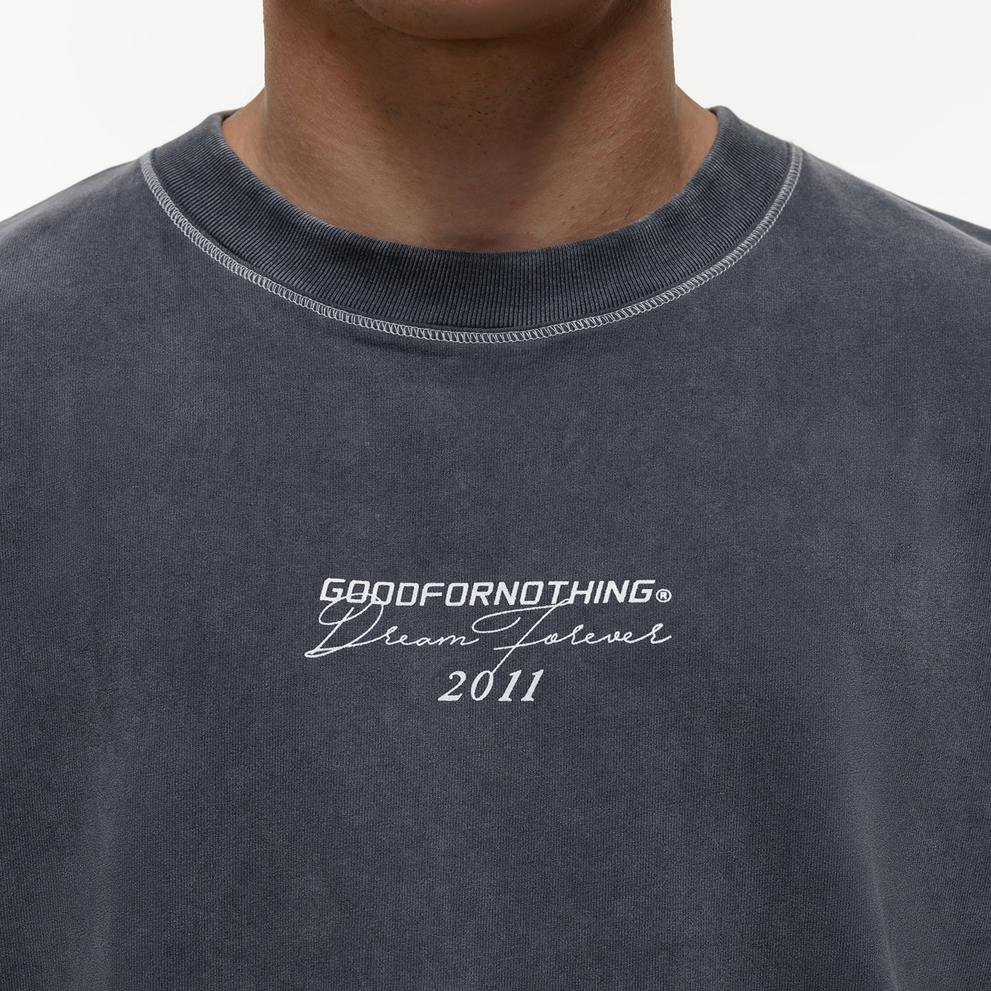 Good For Nothing Overlocked Washed Grey T-Shirt