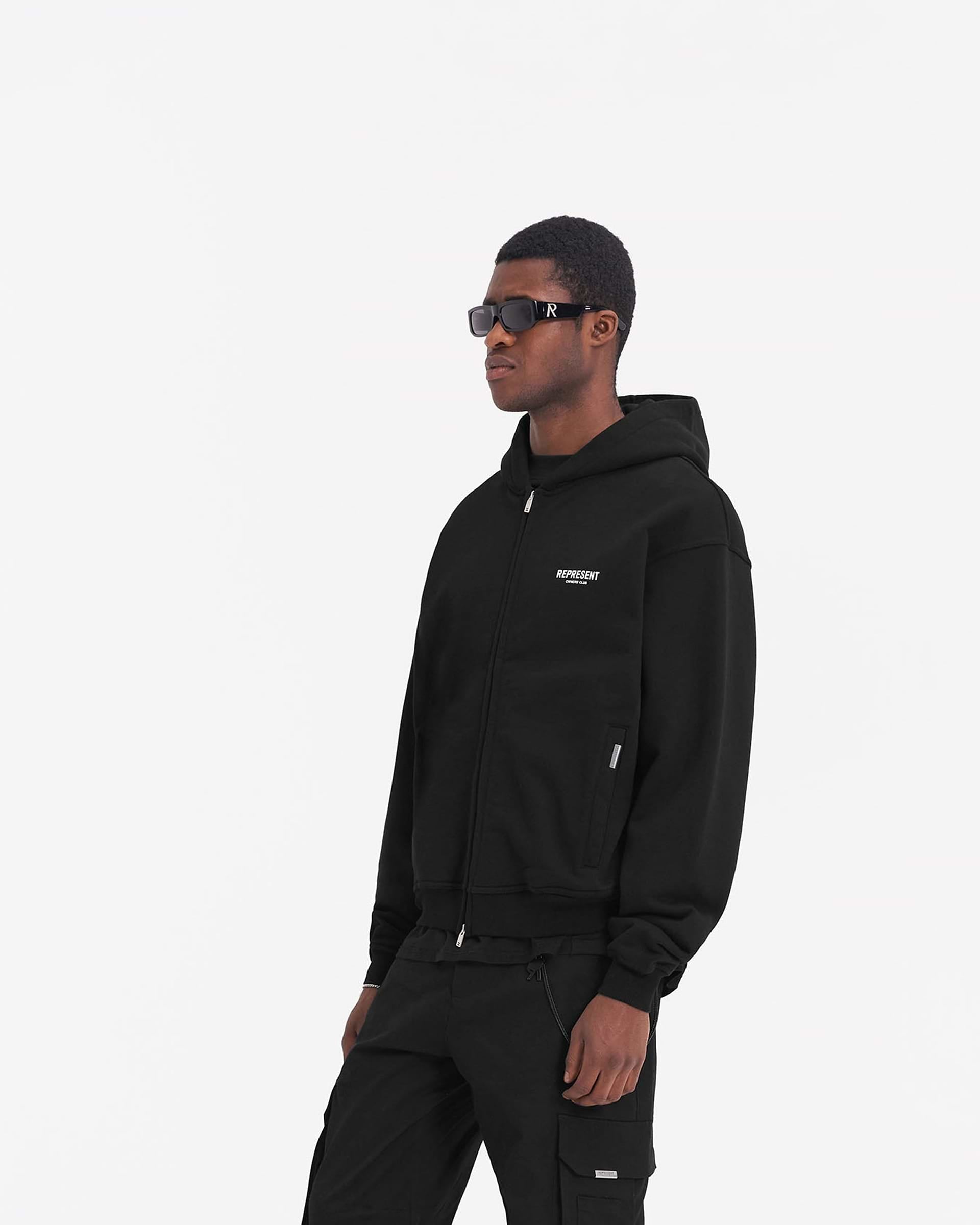 Represent Owners Club Zip Up Hoodie - Black