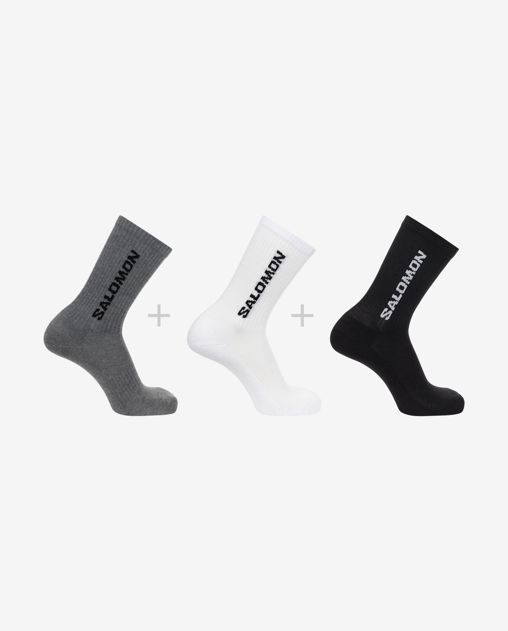 Salomon Everyday Crew 3-Pack Socks - Black / White / Med Grey Melaange