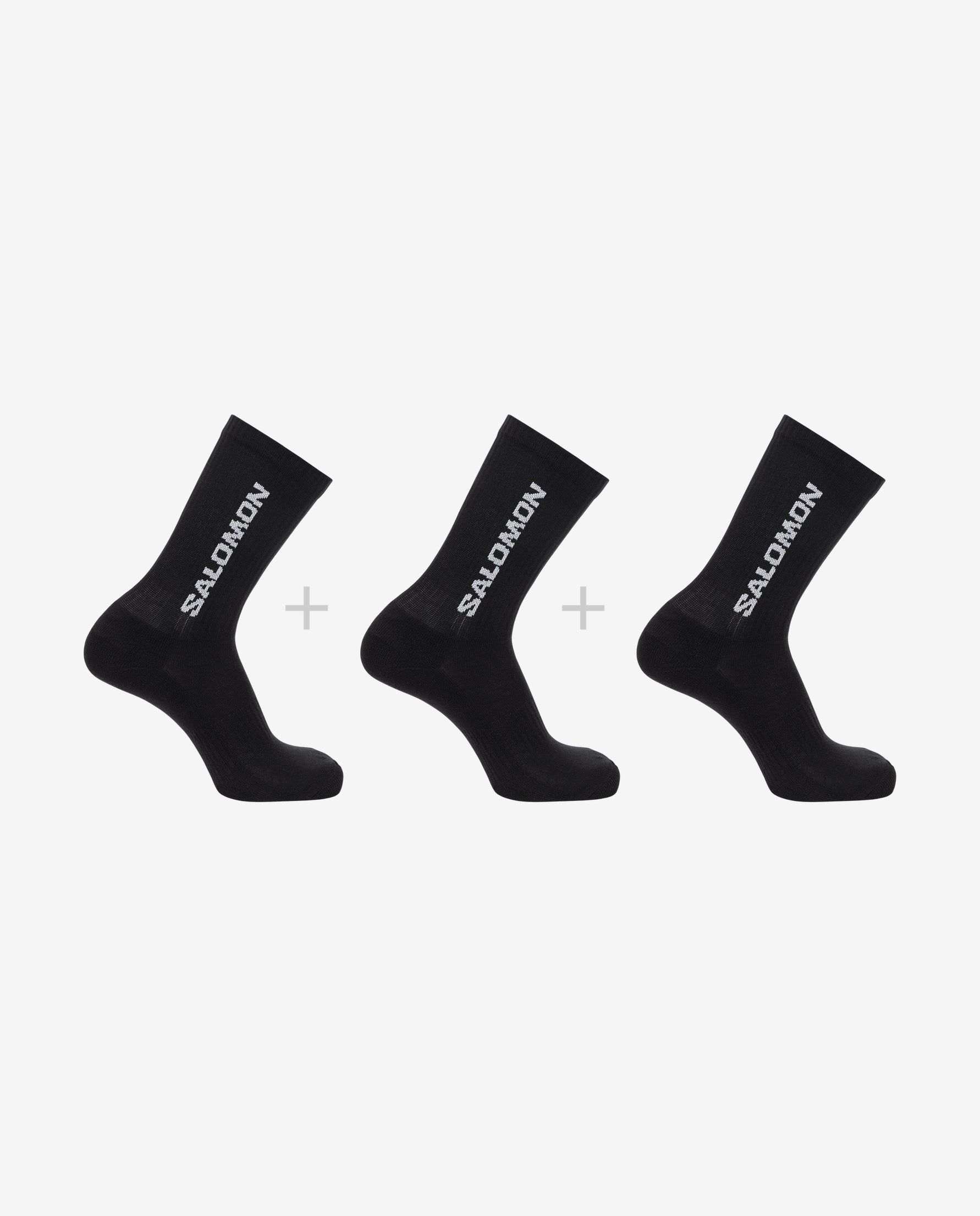 Salomon Everyday Crew 3 Pack Socks - Black / Black / Black